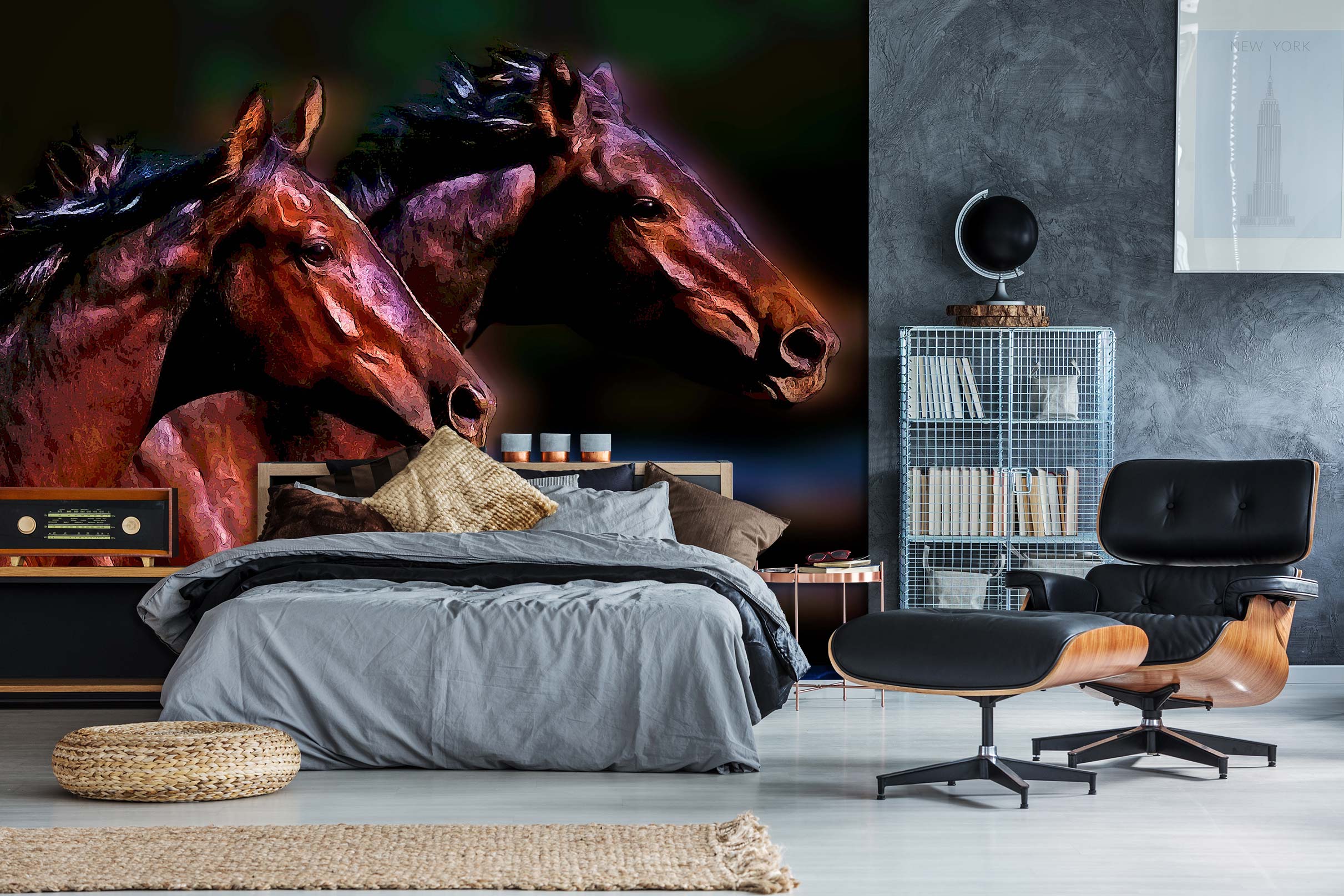 3D Red-Brown Horse 9134 Alius Herb Wall Mural Wall Murals