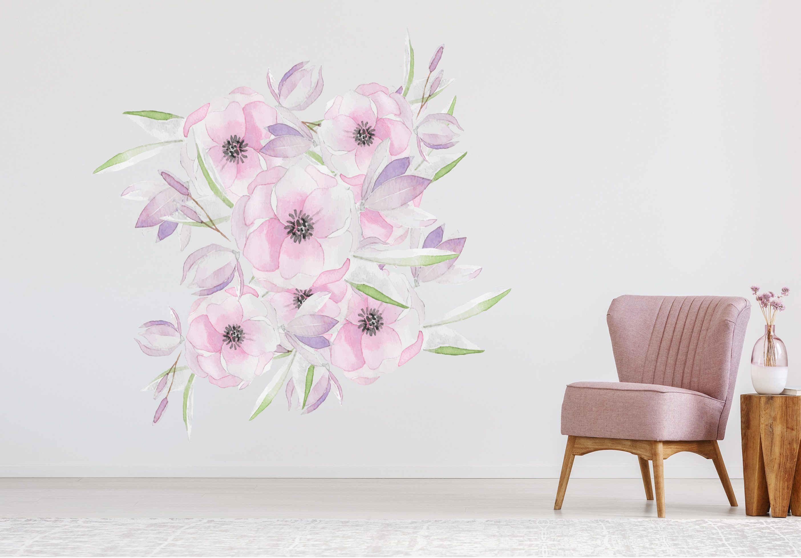 3D Hand Painted Powder Flower 268 Wall Stickers Wallpaper AJ Wallpaper 