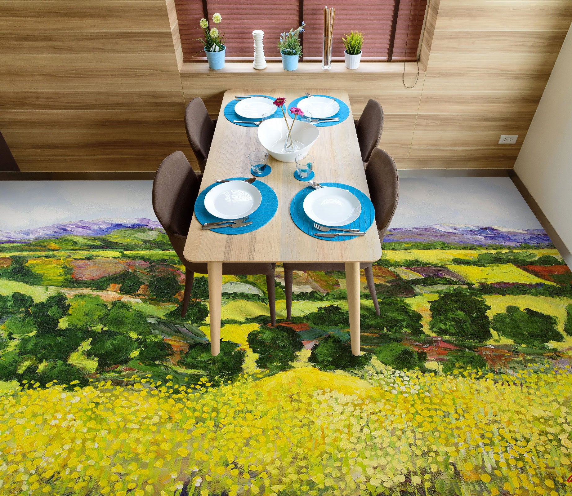 3D Yellow Grass Forest 9638 Allan P. Friedlander Floor Mural