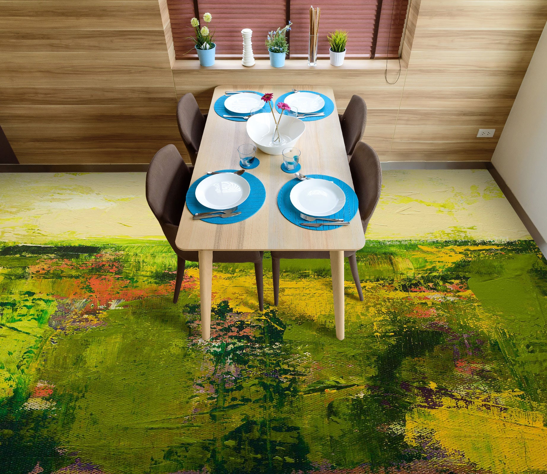 3D Green Texture Painting 9649 Allan P. Friedlander Floor Mural