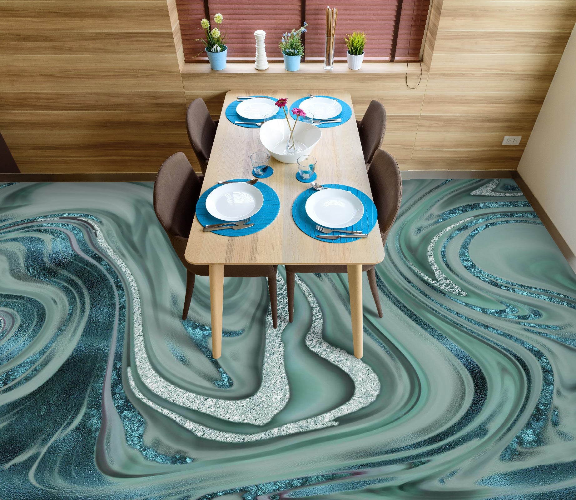 3D Green Texture Pattern 102121 Andrea Haase Floor Mural