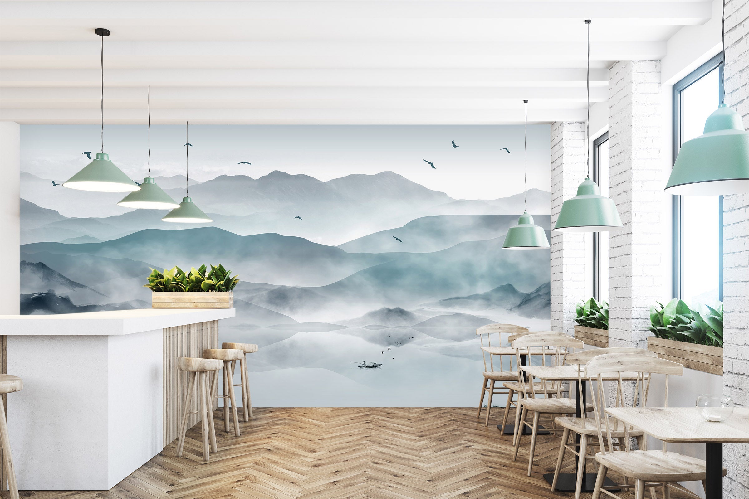 3D Misty Lake 1407 Wall Murals