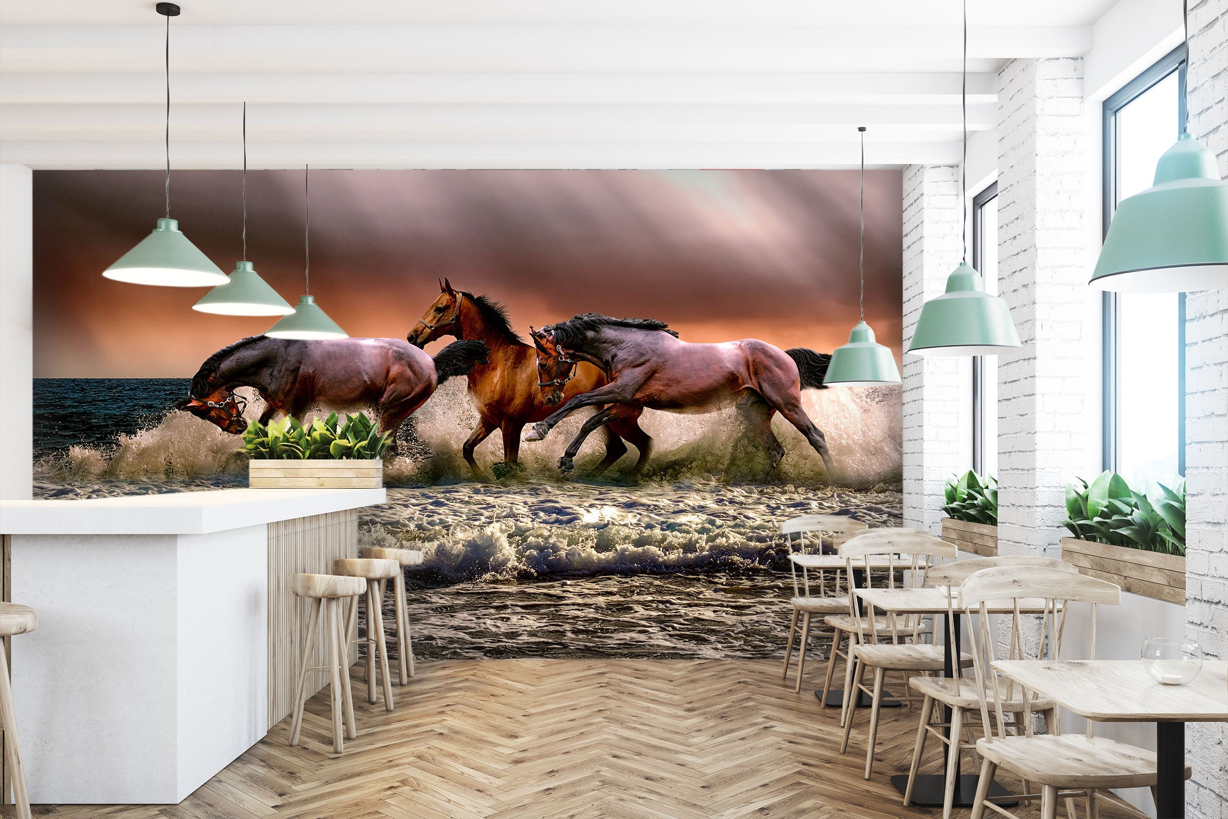 3D Sea Wave Horse 134 Wall Murals