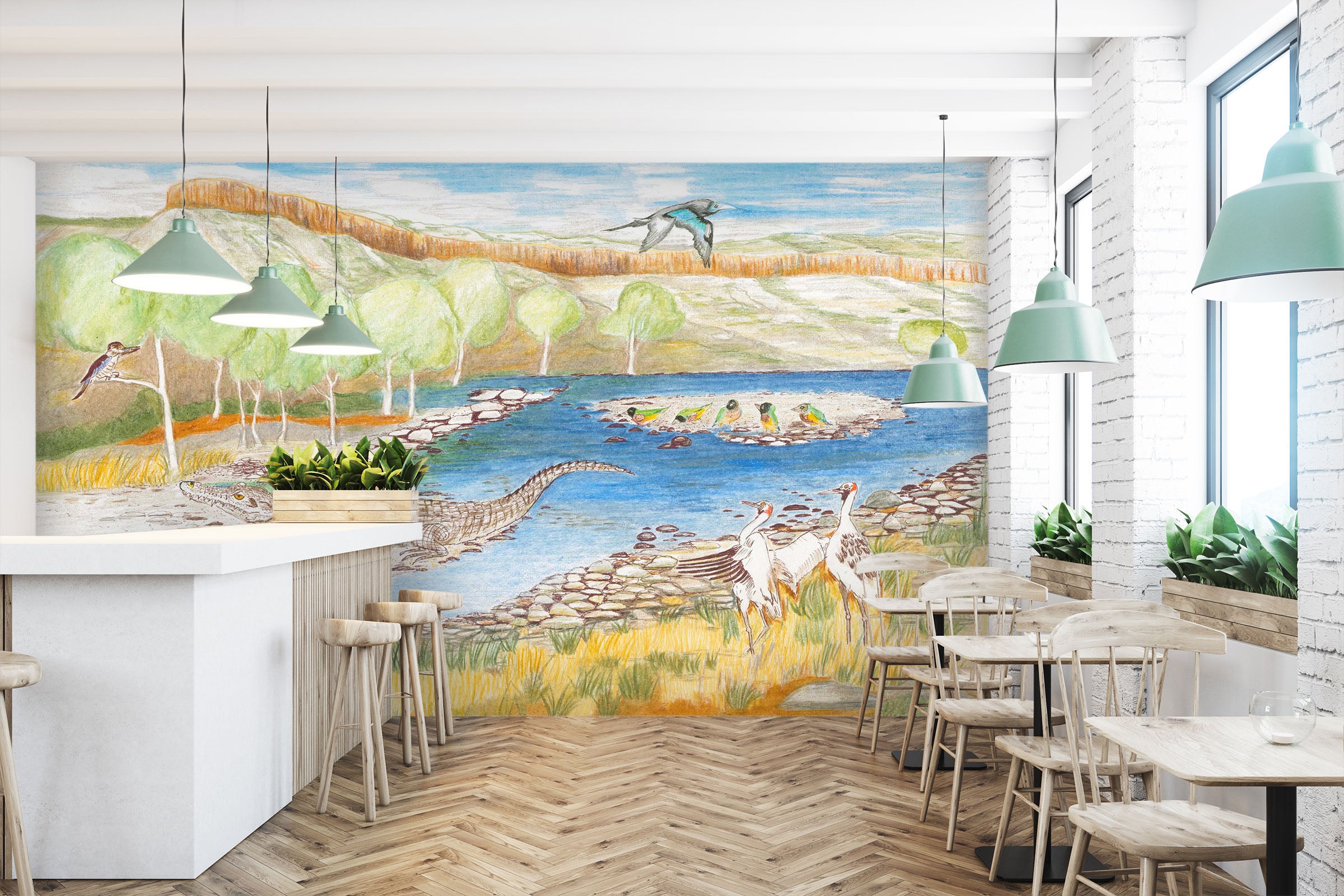 3D Alpine Beach 1412 Michael Sewell Wall Mural Wall Murals