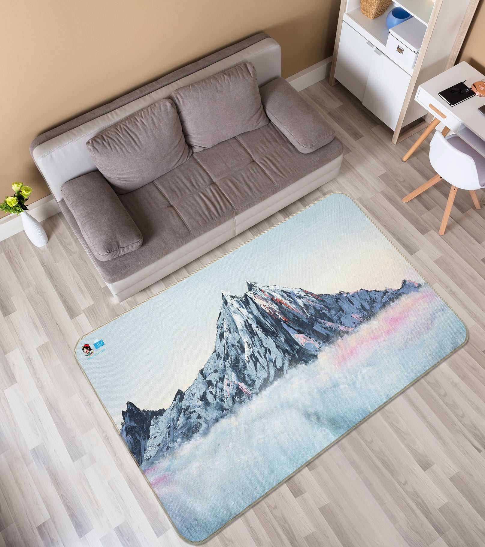 3D Mountain Top Fog 753 Marina Zotova Rug Non Slip Rug Mat