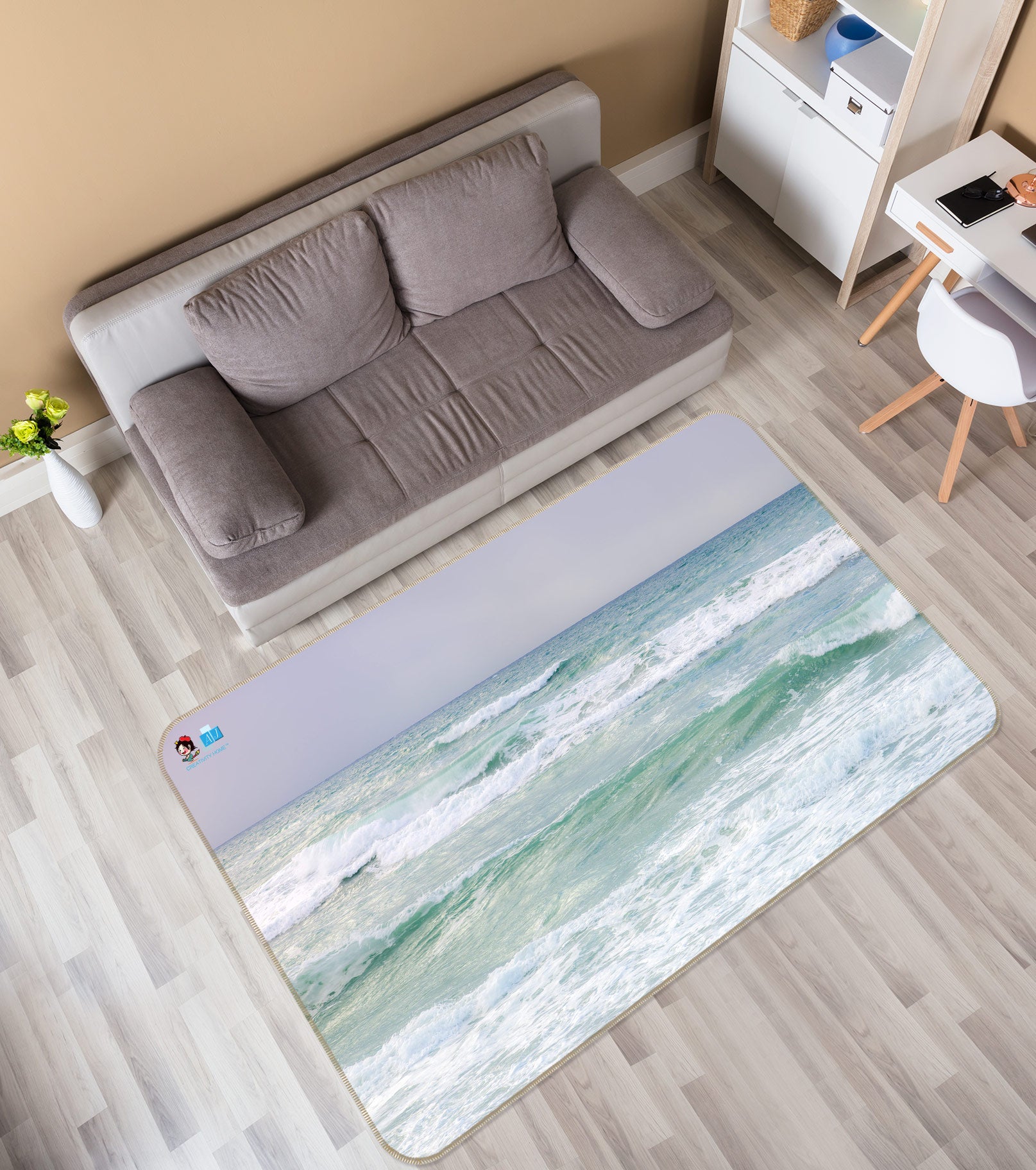 3D Ocean Waves 6826 Assaf Frank Rug Non Slip Rug Mat