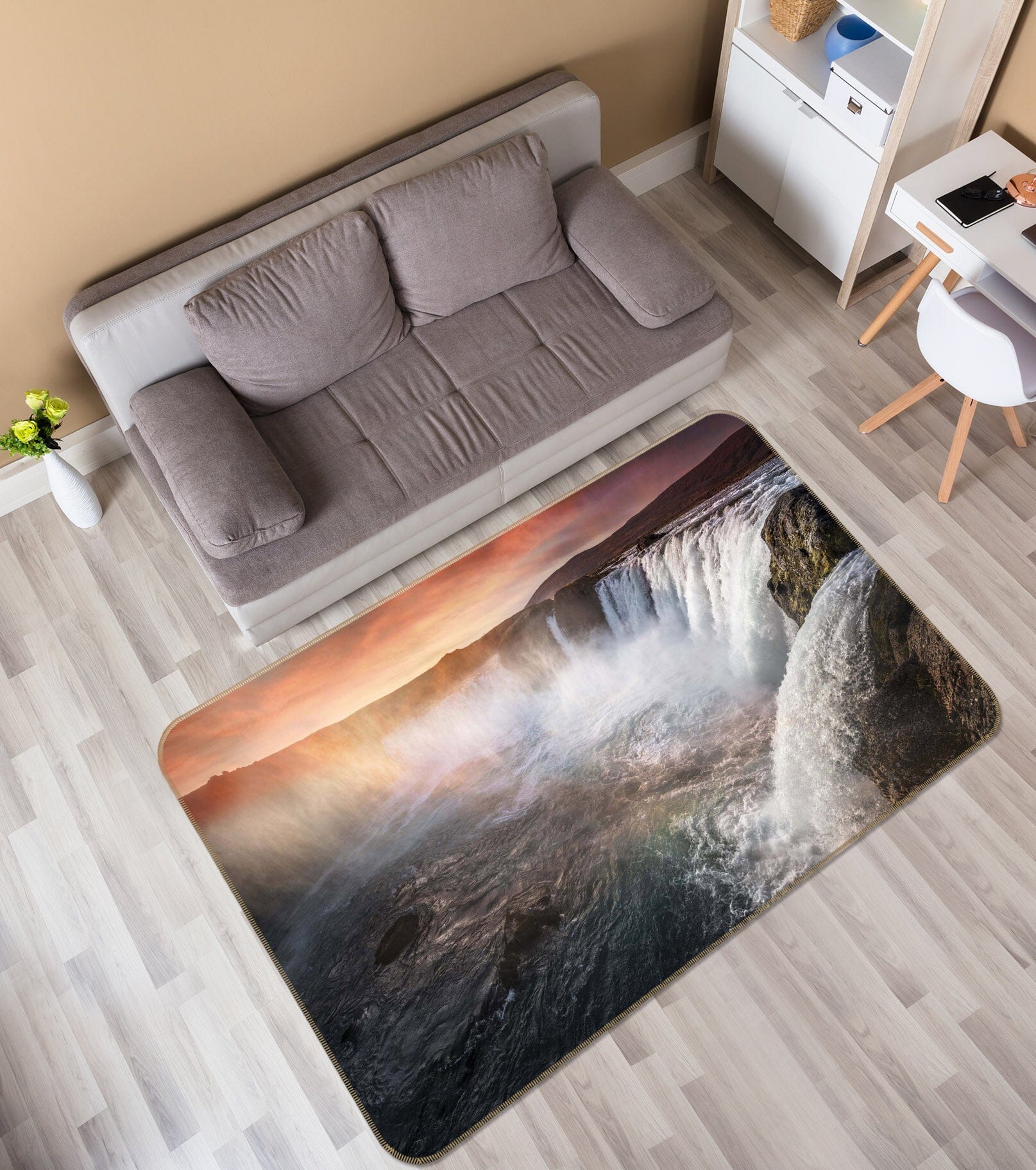 3D Canyon Waterfall 1107 Marco Carmassi Rug Non Slip Rug Mat Mat AJ Creativity Home 