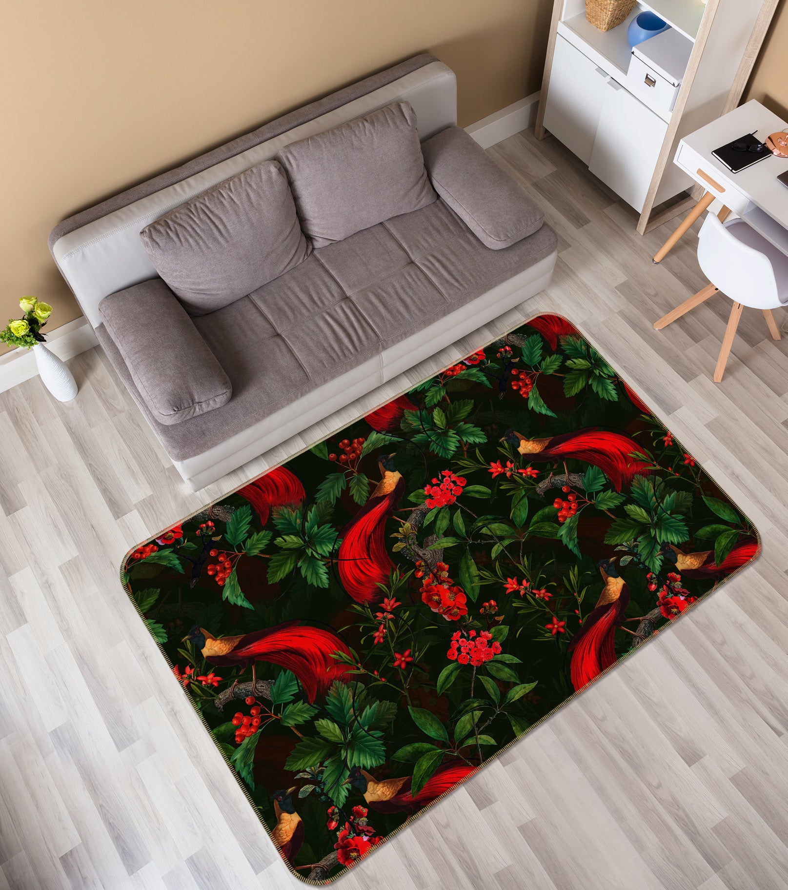 3D Red Wild Flower 169 Uta Naumann Rug Non Slip Rug Mat