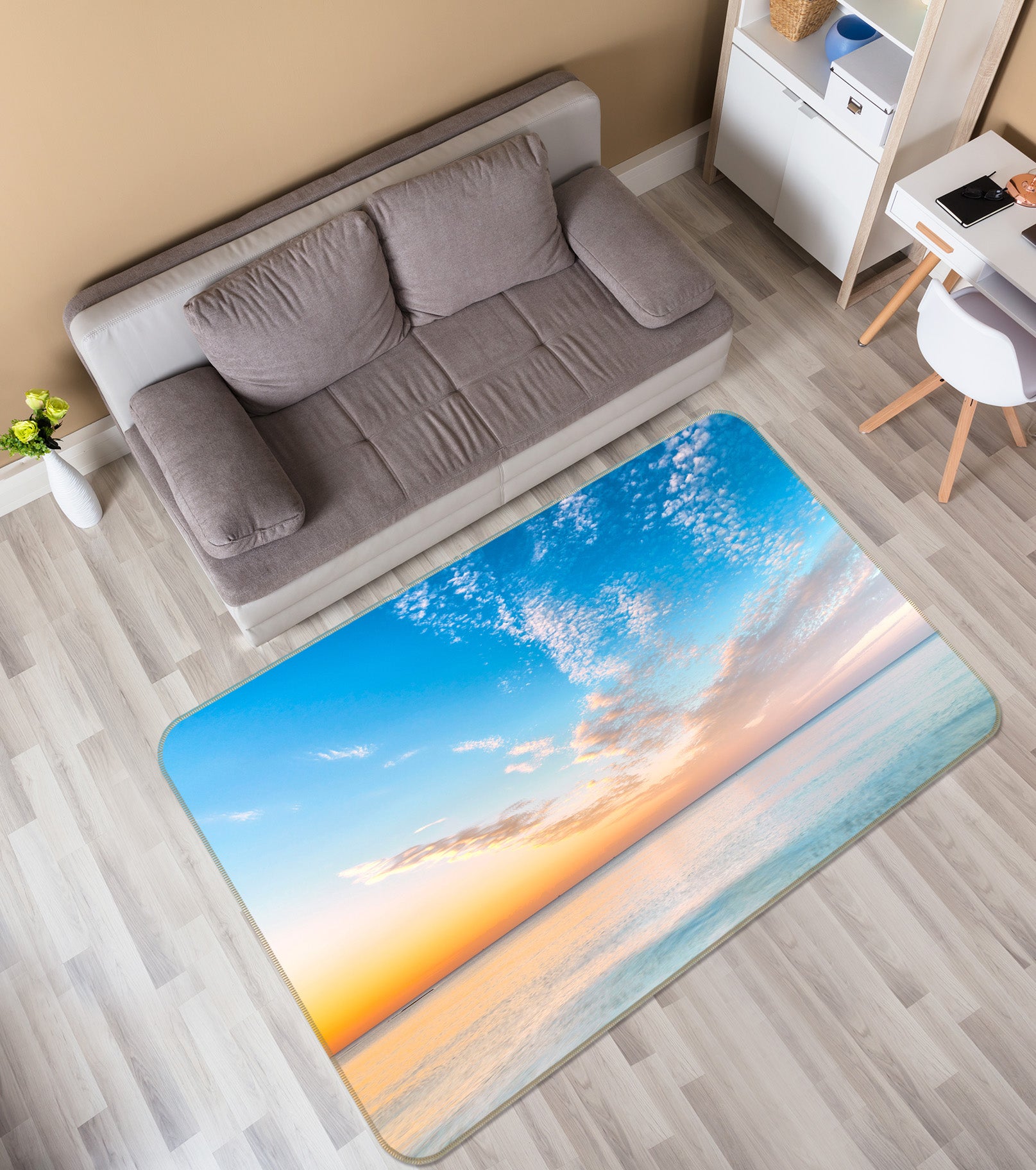 3D White Cloud Sea 117 Assaf Frank Rug Non Slip Rug Mat