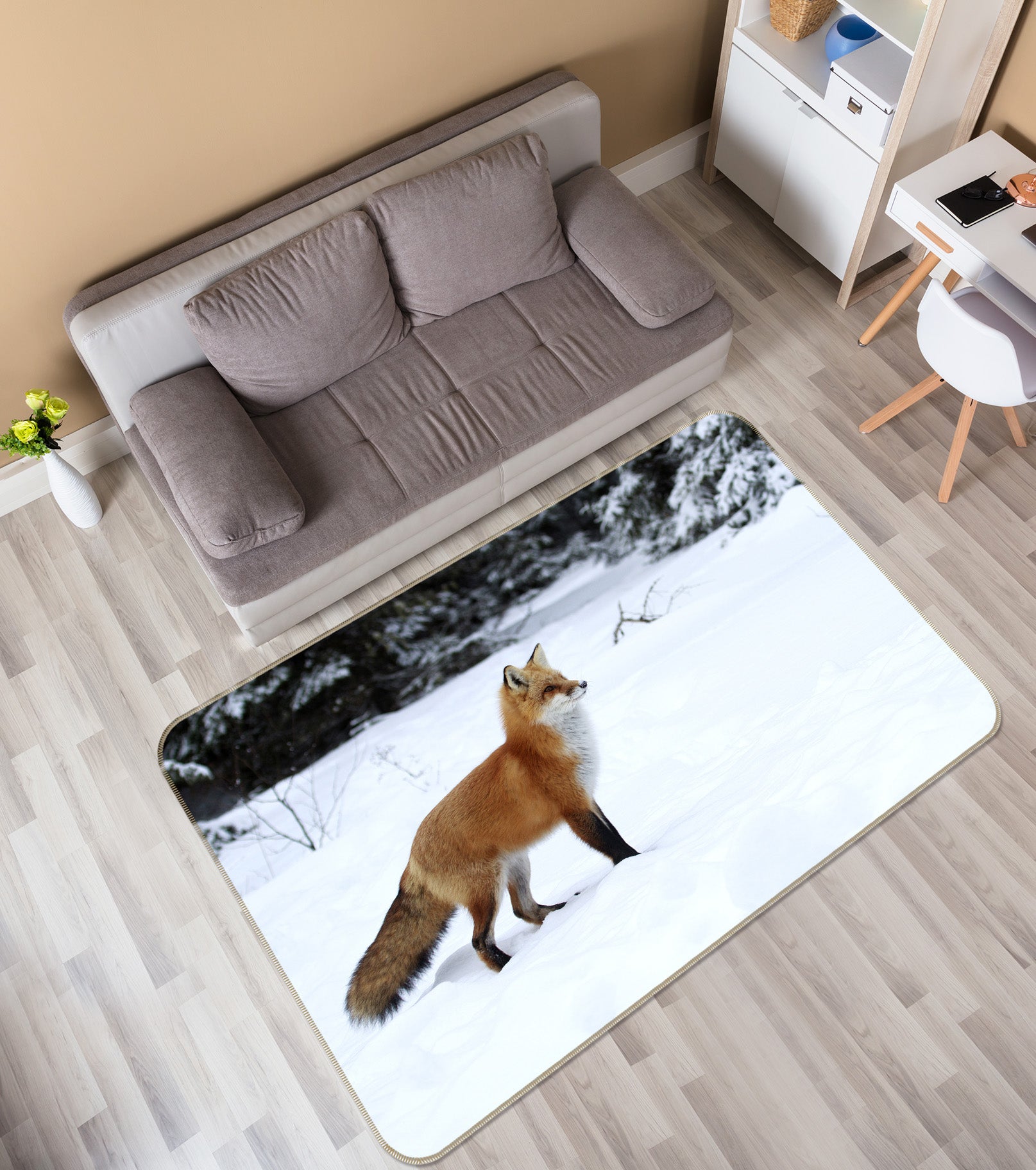 3D Fox Snowfield 38103 Animal Non Slip Rug Mat