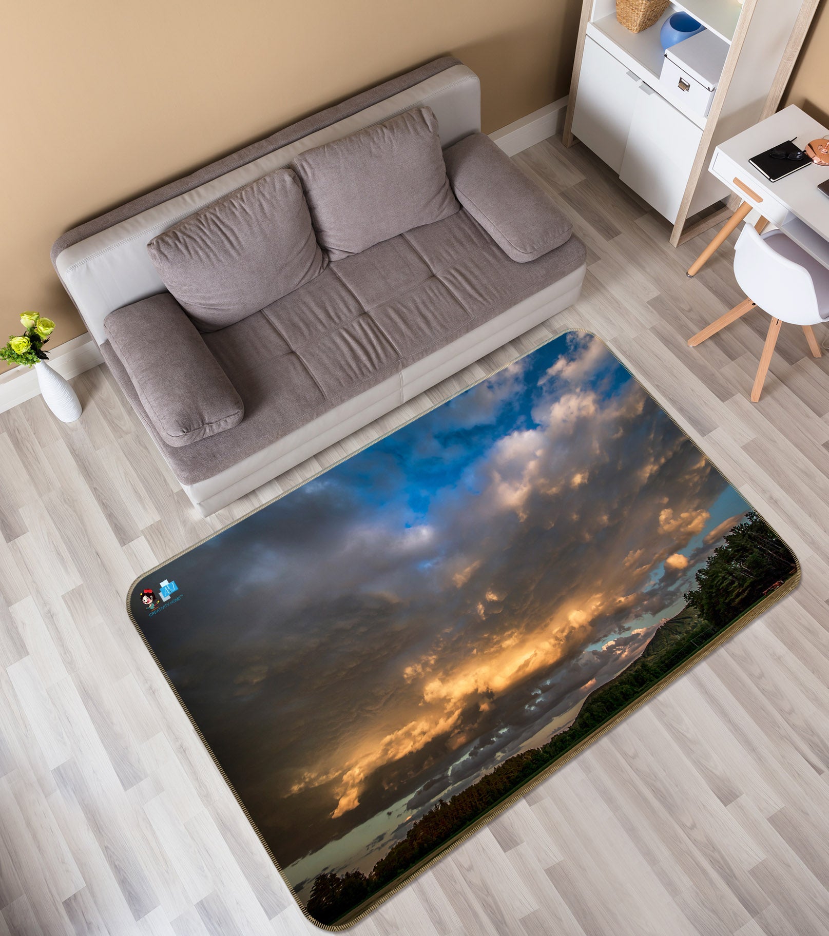 3D Sky White Clouds 85055 Jerry LoFaro Rug Non Slip Rug Mat