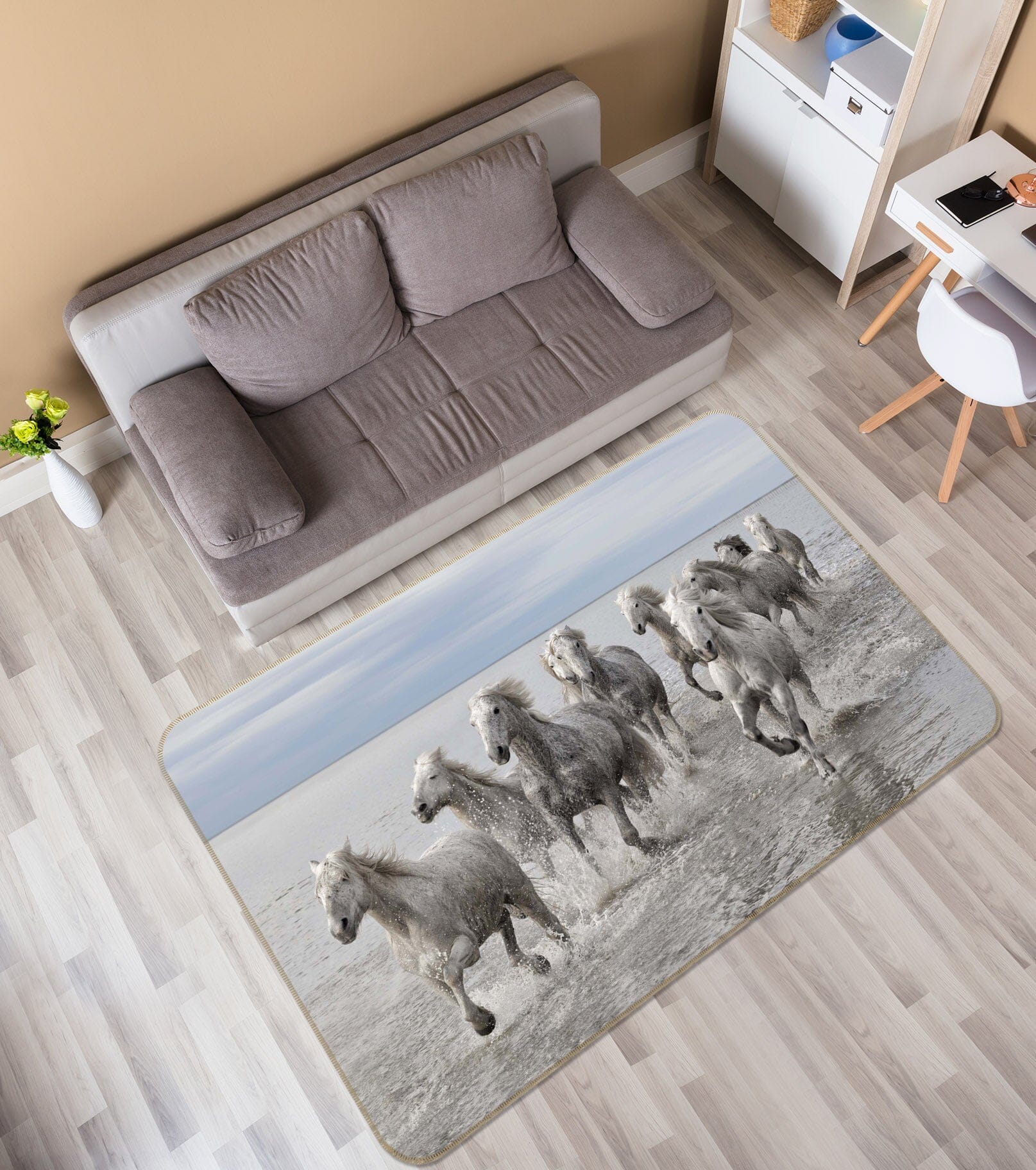 3D White Horse 1148 Marco Carmassi Rug Non Slip Rug Mat Mat AJ Creativity Home 