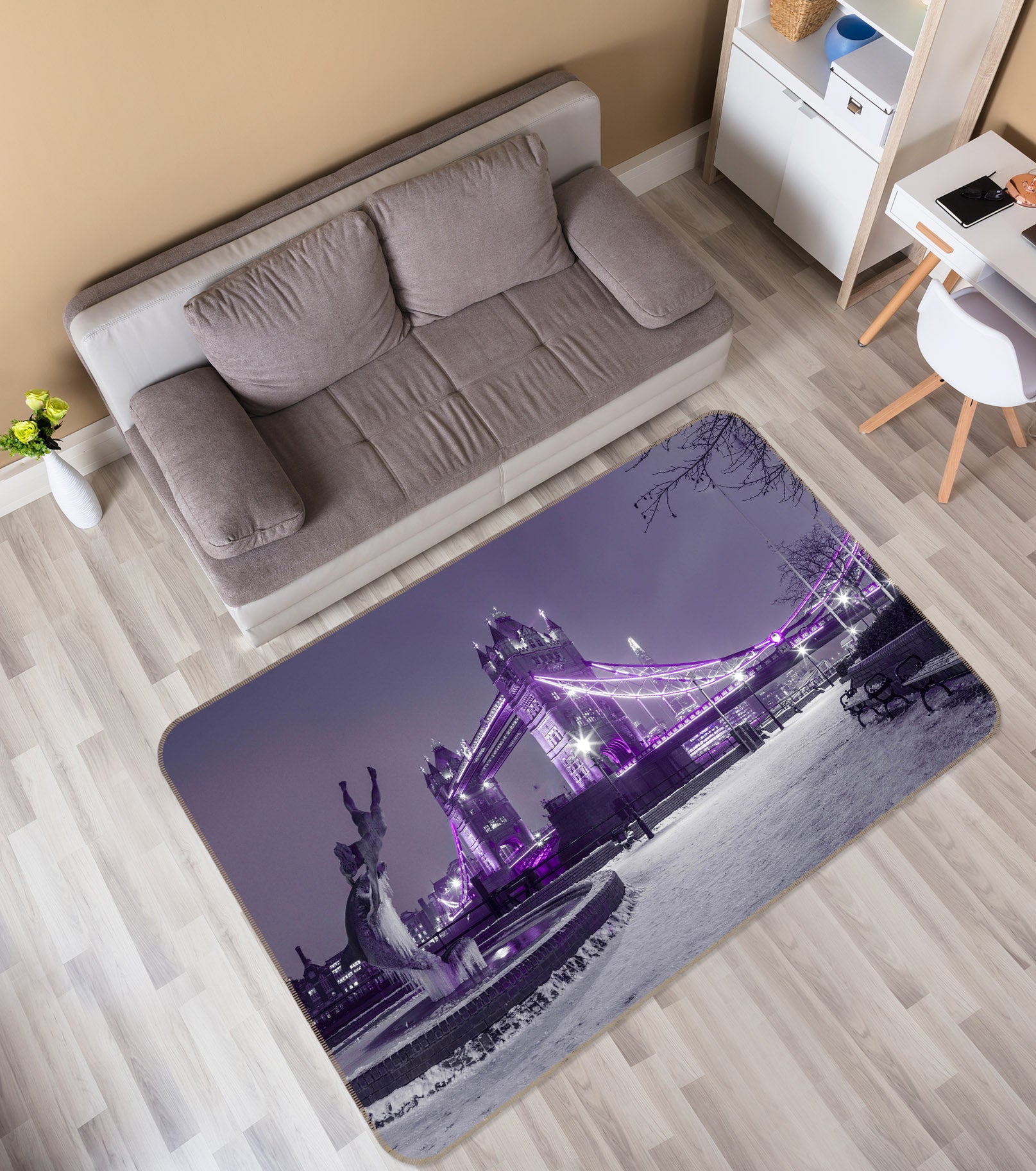 3D Purple Lights 3033 Assaf Frank Rug Non Slip Rug Mat