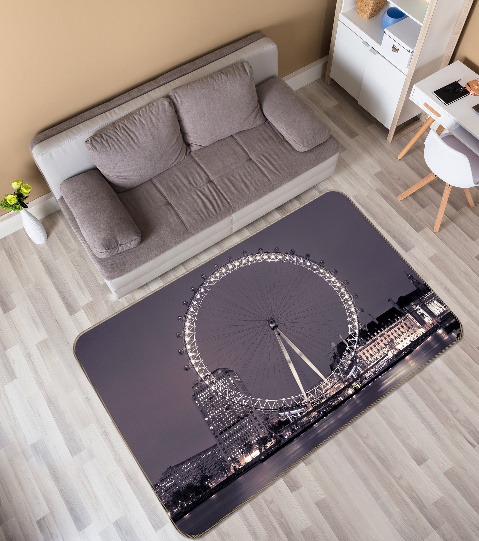 3D Black Gray Ferris Wheel 83211 Assaf Frank Rug Non Slip Rug Mat