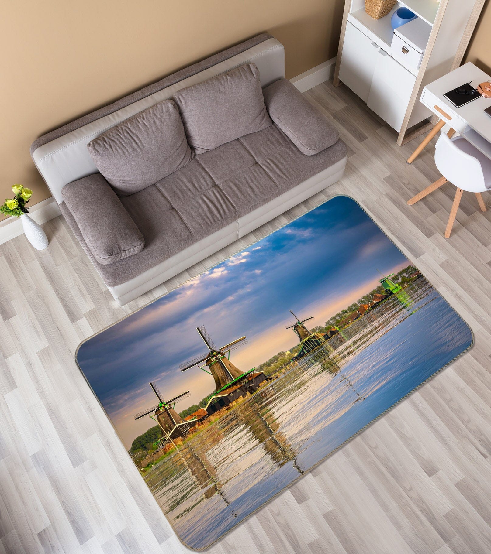 3D River Windmill 1080 Marco Carmassi Rug Non Slip Rug Mat Mat AJ Creativity Home 