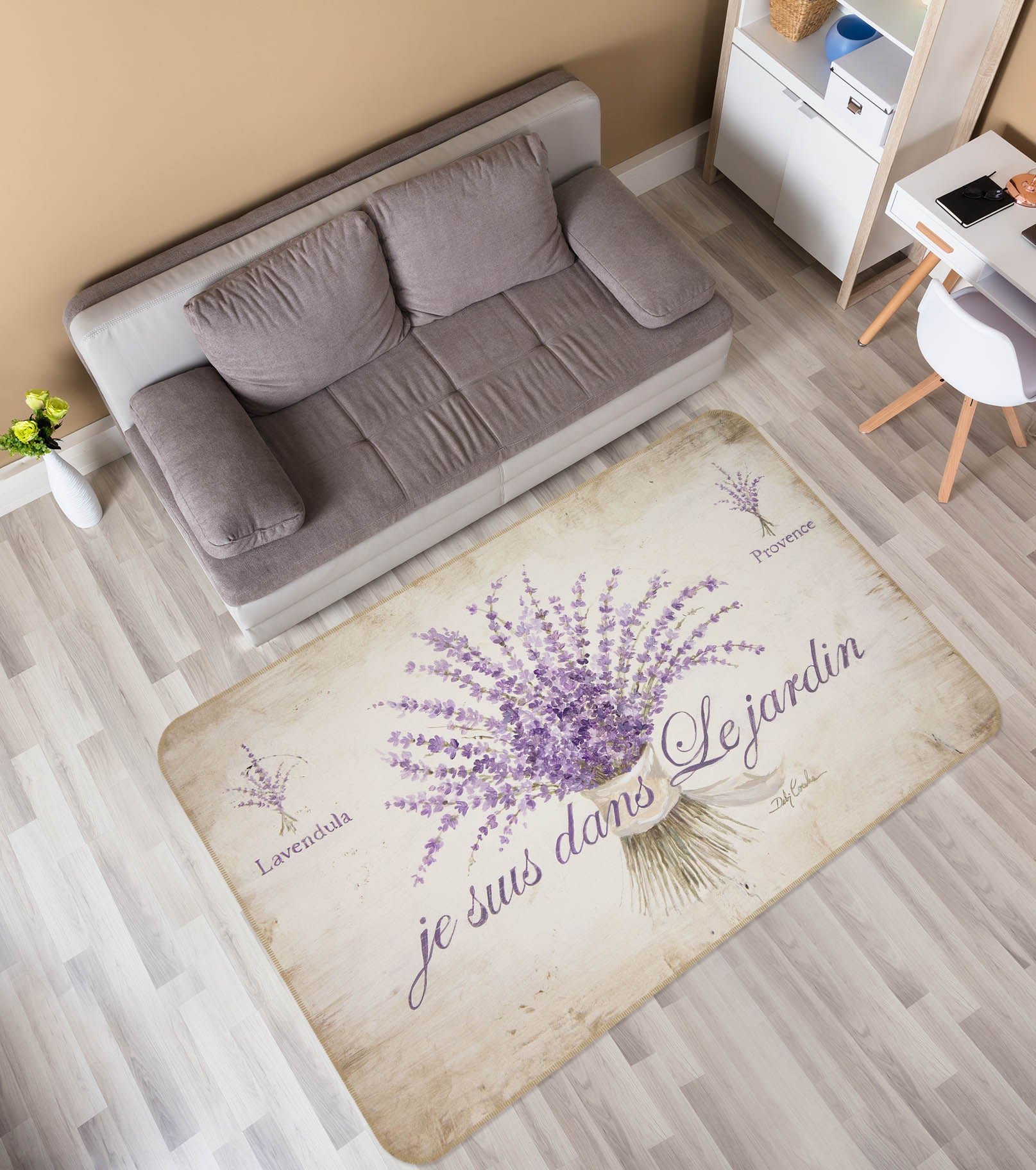 3D French Lavender 1152 Debi Coules Rug Non Slip Rug Mat