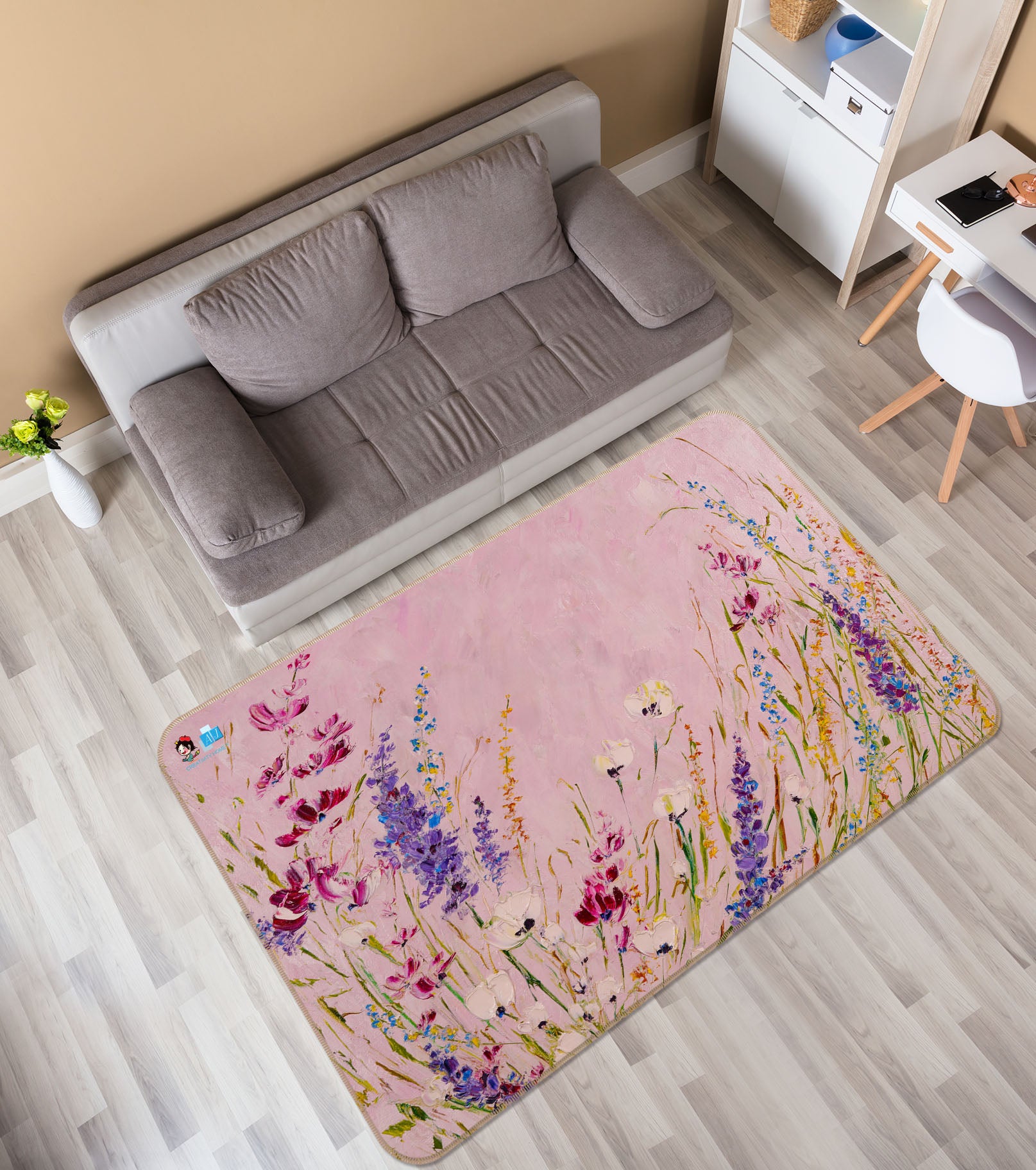 3D Lavender Flower 1227 Skromova Marina Rug Non Slip Rug Mat