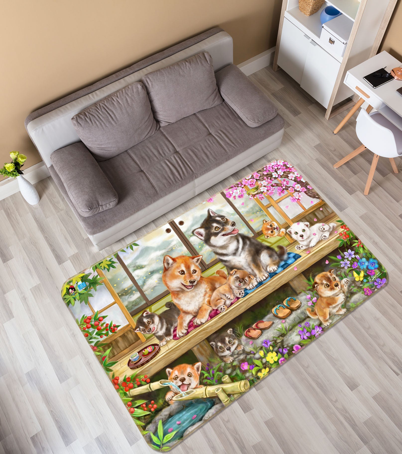 3D Pet Dog 5627 Kayomi Harai Rug Non Slip Rug Mat