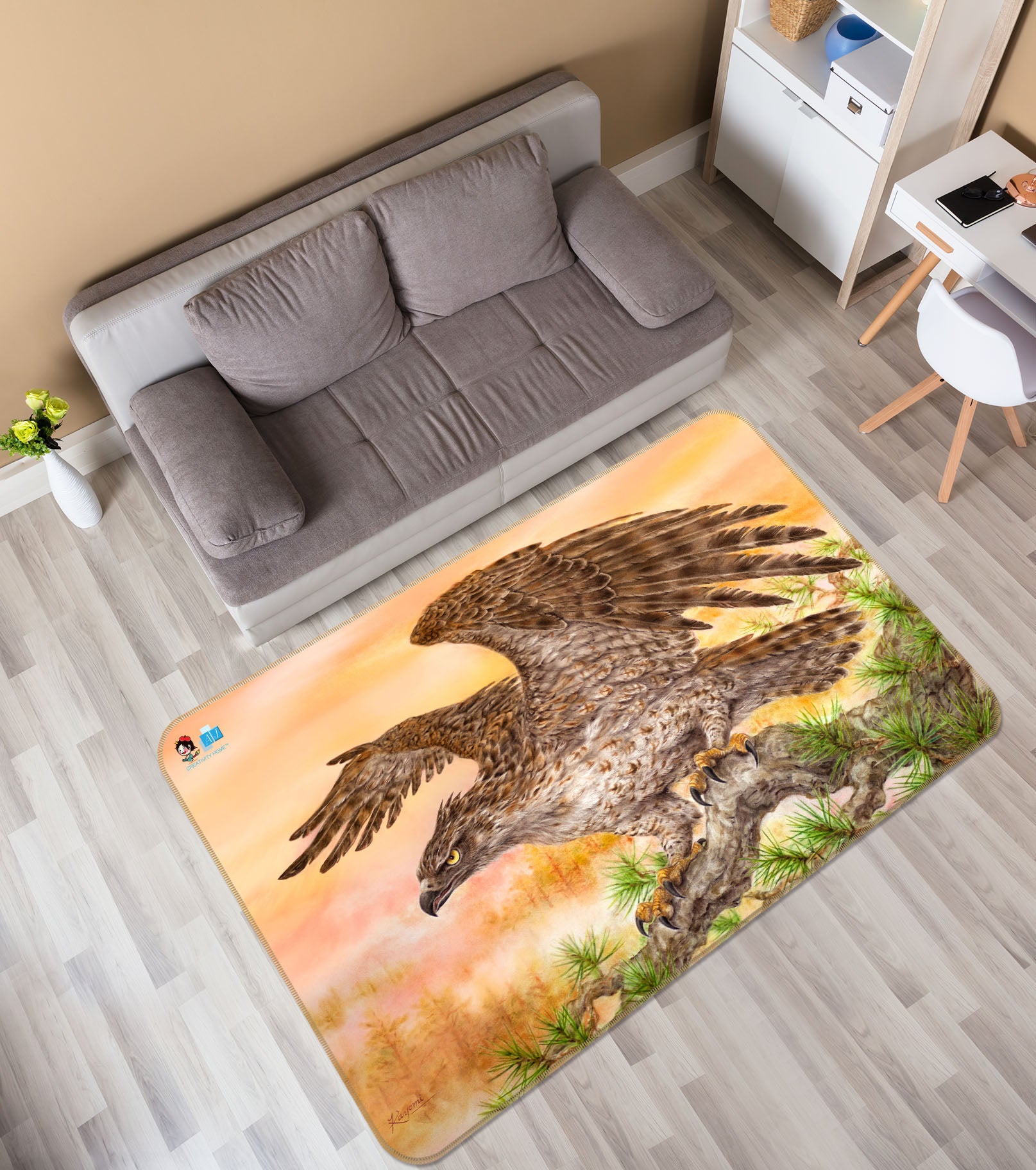 3D Animal Eagle 5621 Kayomi Harai Rug Non Slip Rug Mat