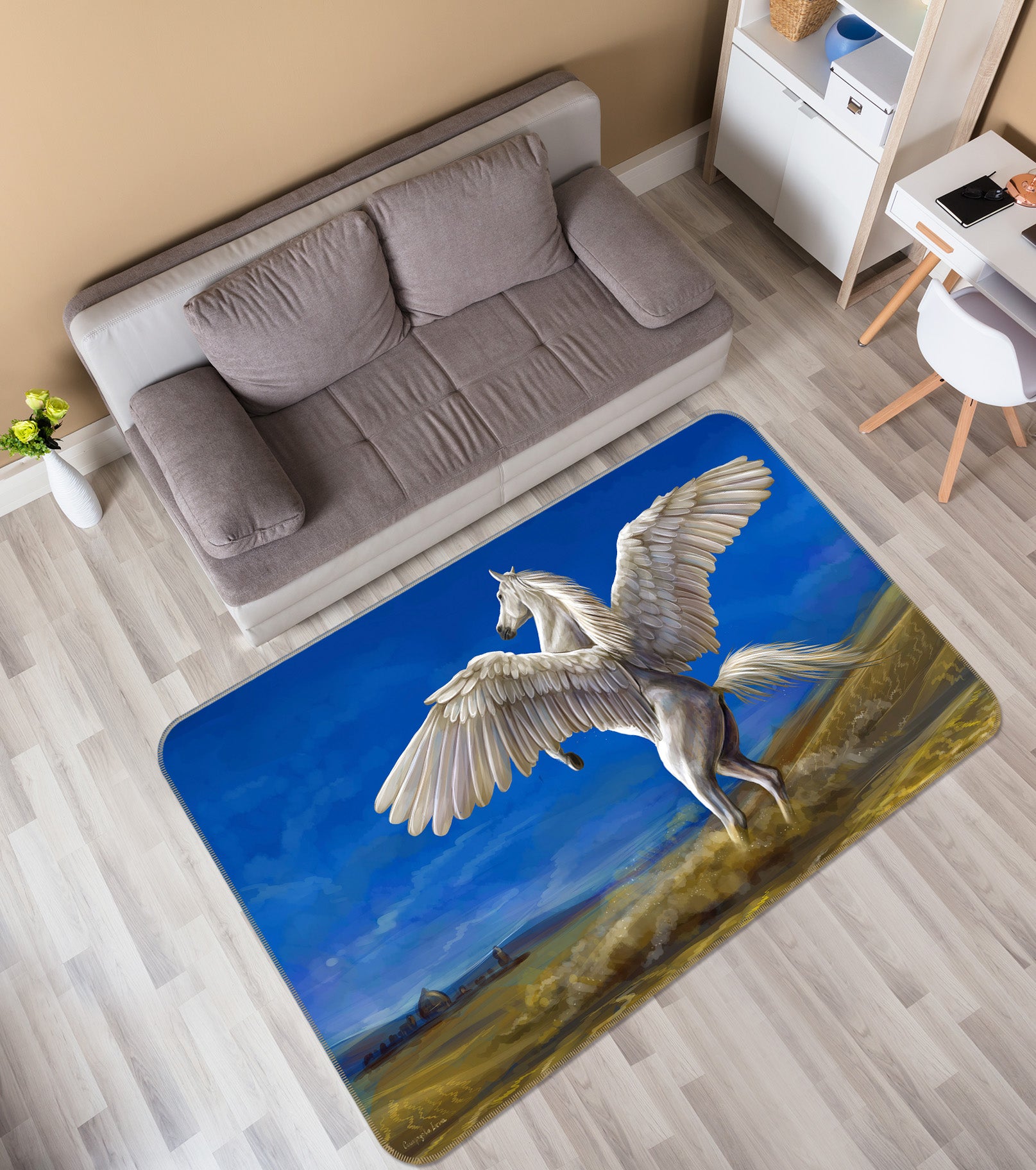 3D Pegasus Steppe 118 Animal Non Slip Rug Mat