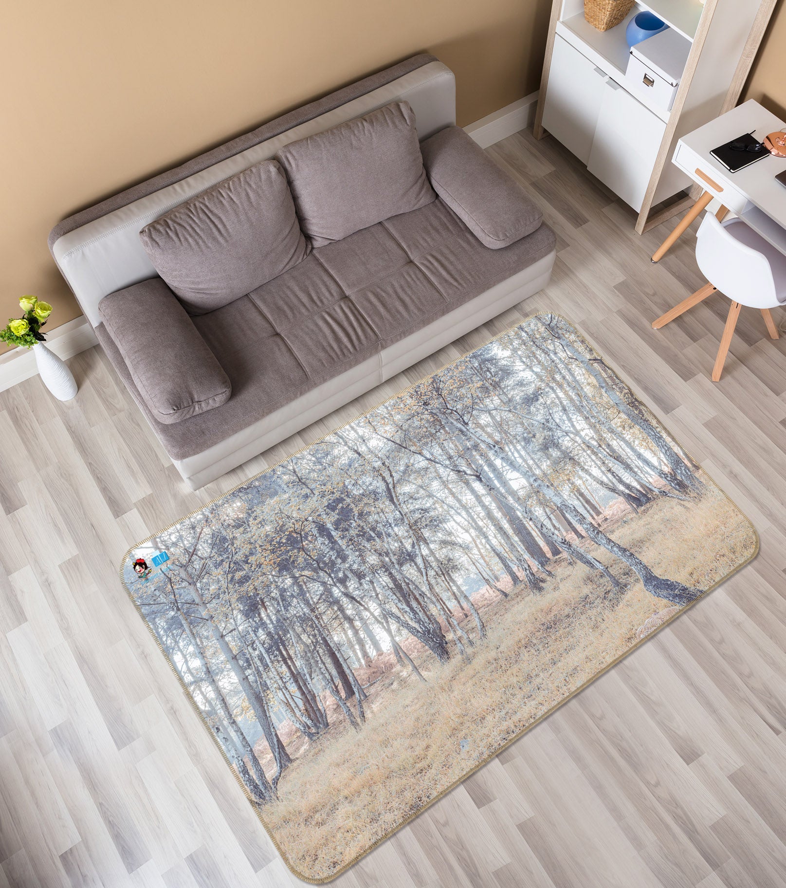 3D Trees Grass 6794 Assaf Frank Rug Non Slip Rug Mat