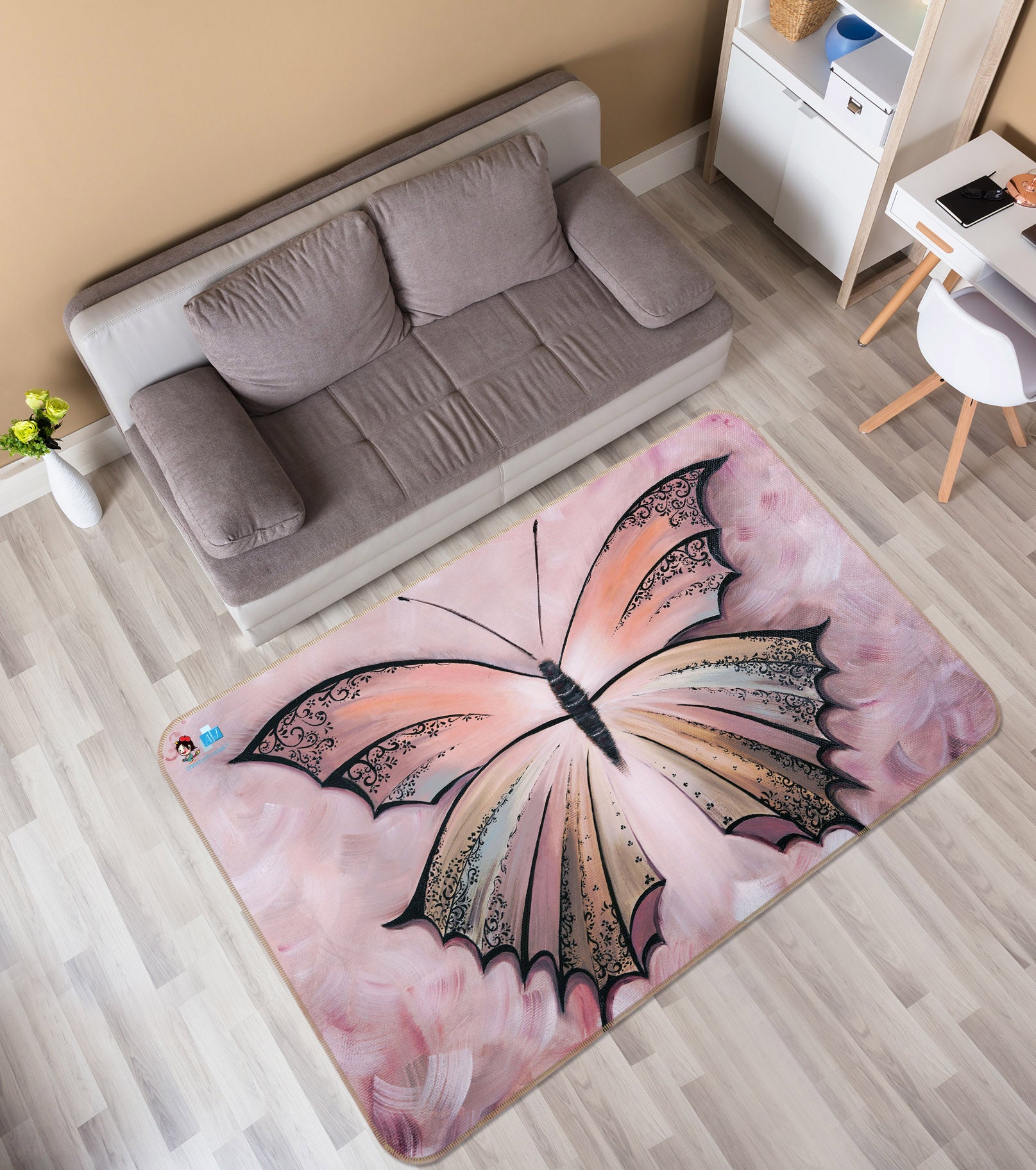 3D Butterfly Pattern 1244 Skromova Marina Rug Non Slip Rug Mat