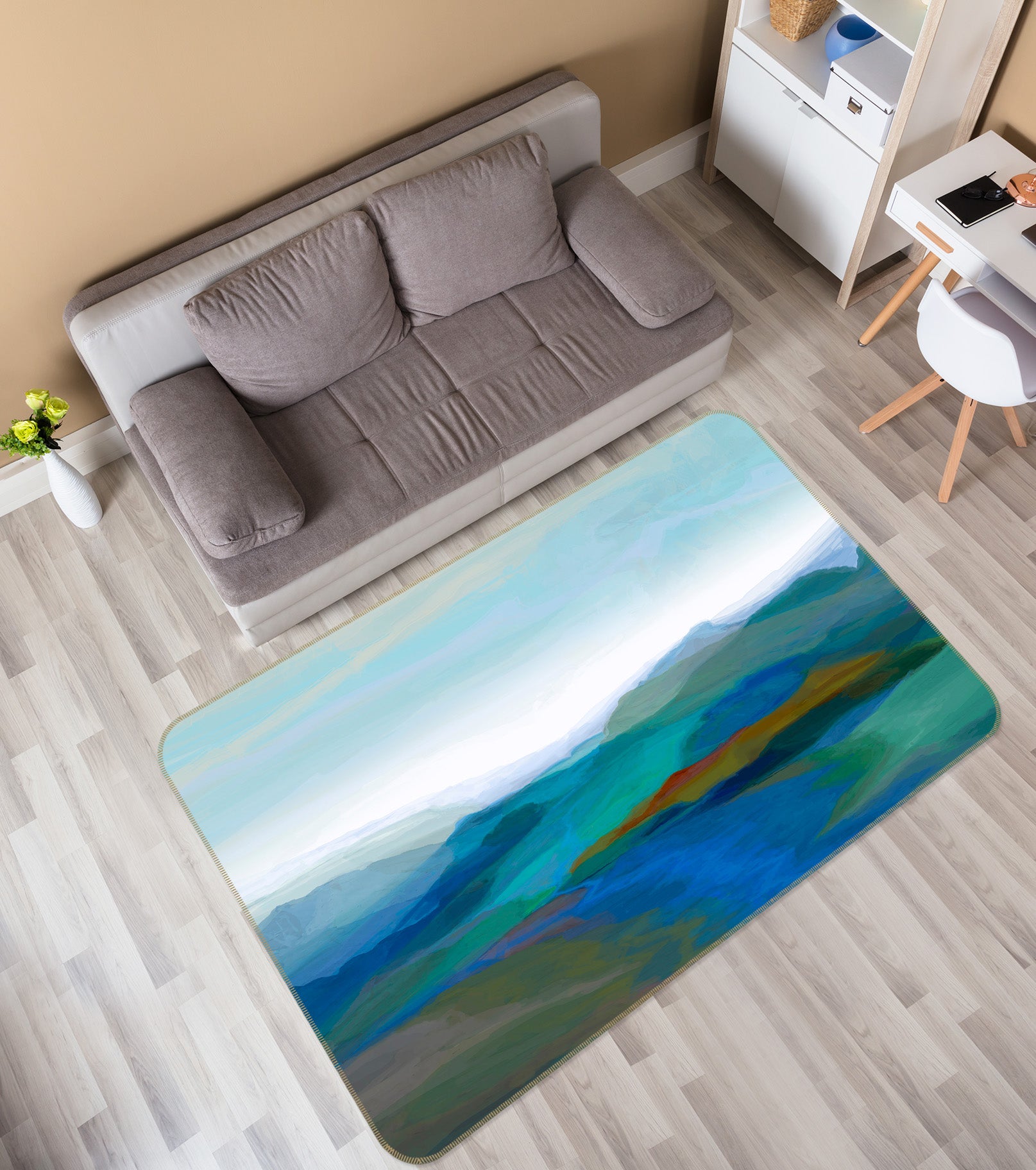 3D Mountains Ink Painting 84020 Michael Tienhaara Rug Non Slip Rug Mat