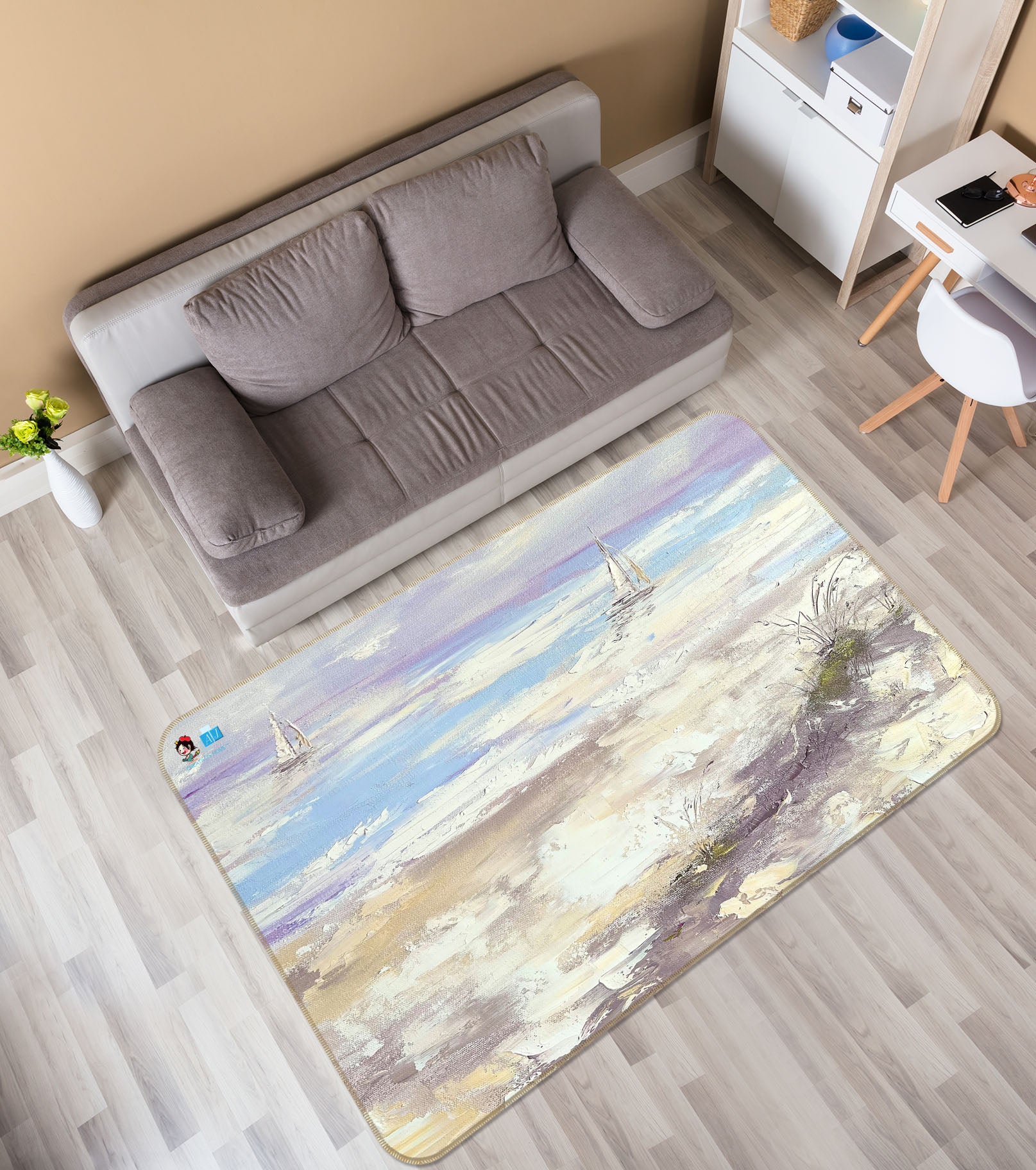 3D Hand Painted Waves 3833 Skromova Marina Rug Non Slip Rug Mat