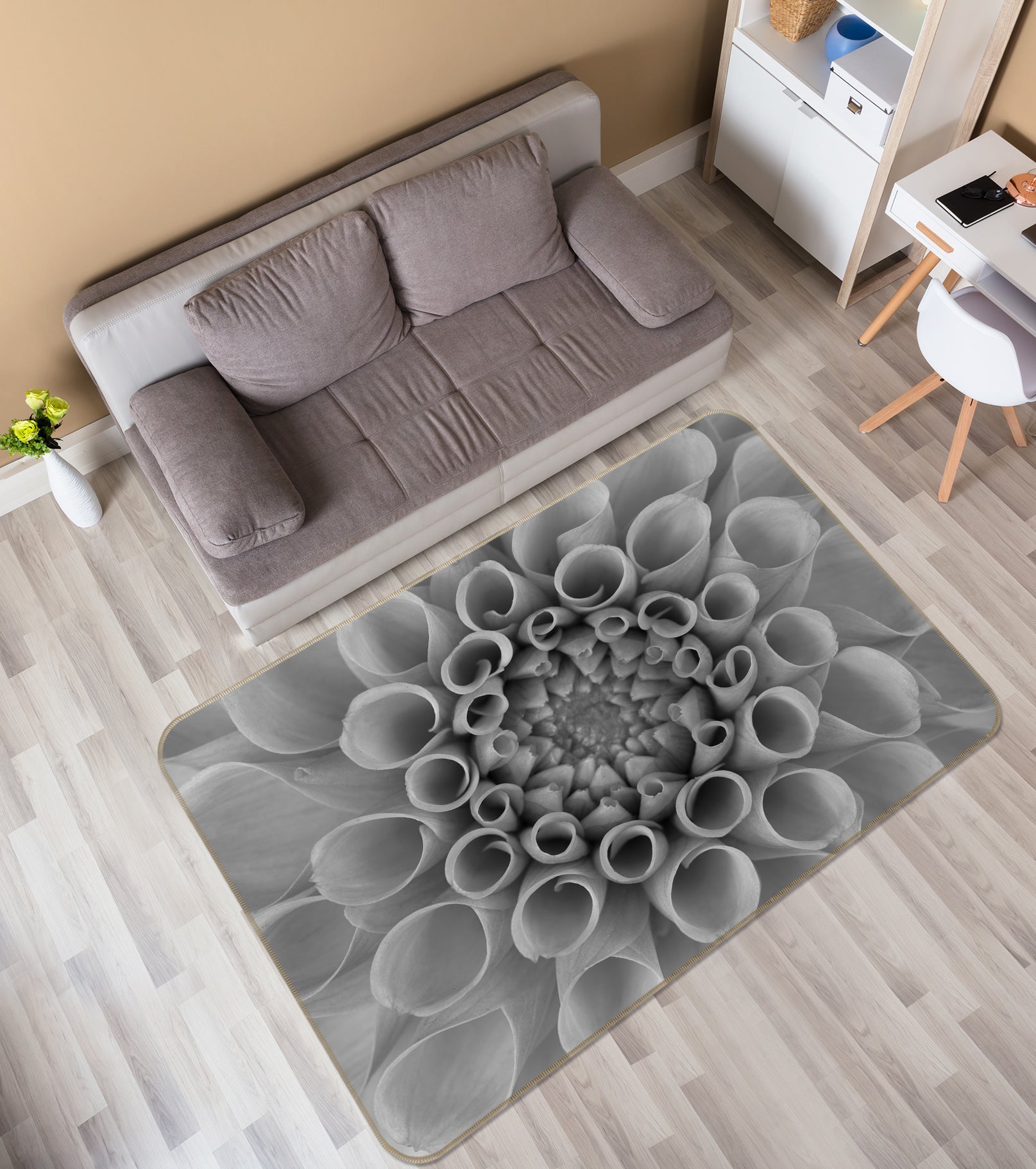 3D Black Ash Flowers 83186 Assaf Frank Rug Non Slip Rug Mat