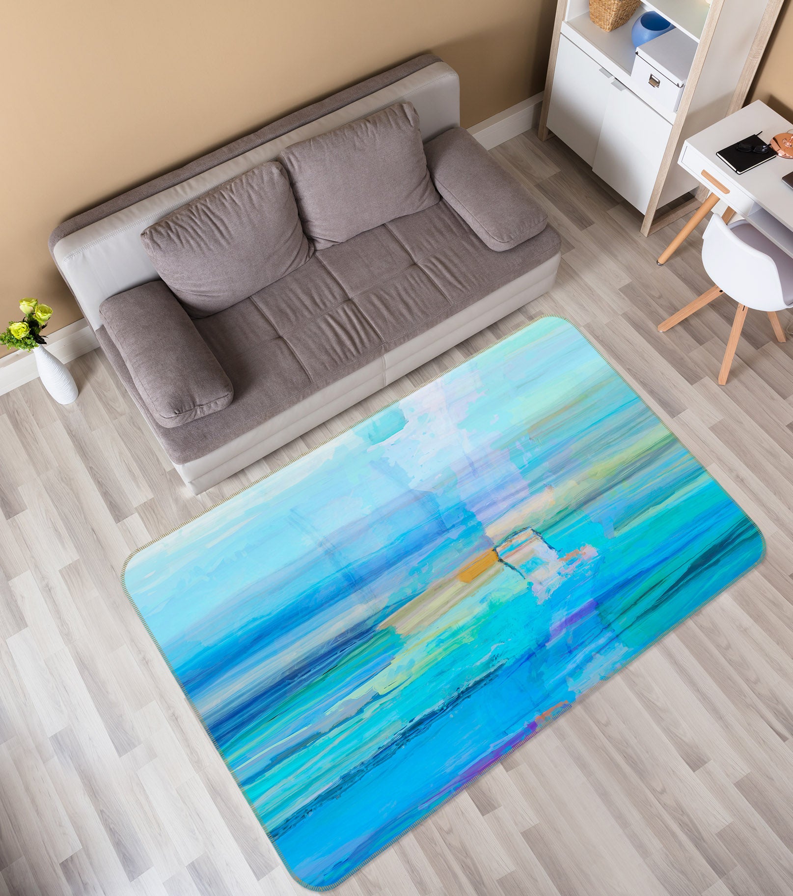 3D Blue Ink Paint 84006 Michael Tienhaara Rug Non Slip Rug Mat