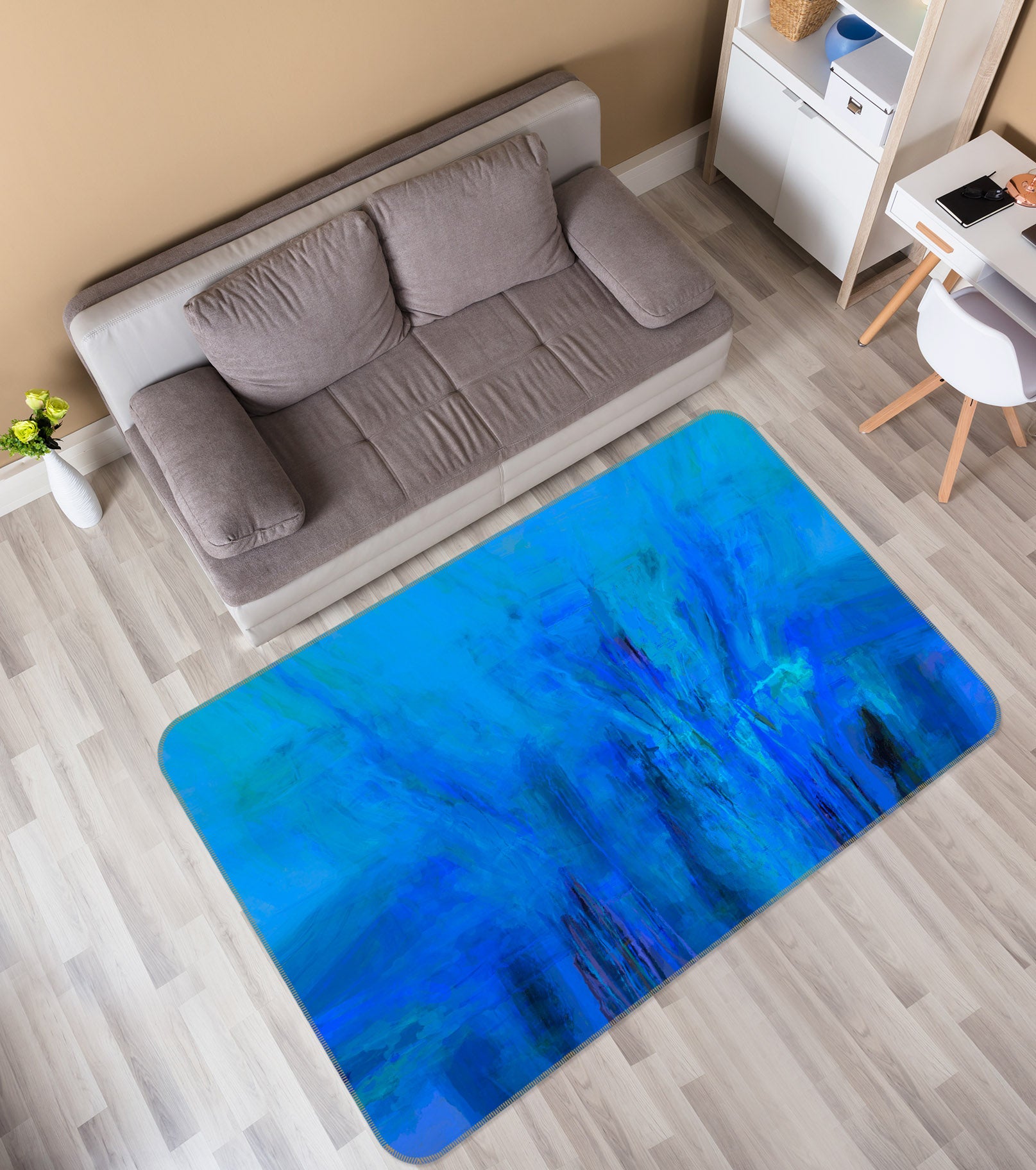 3D Blue Pattern 84022 Michael Tienhaara Rug Non Slip Rug Mat