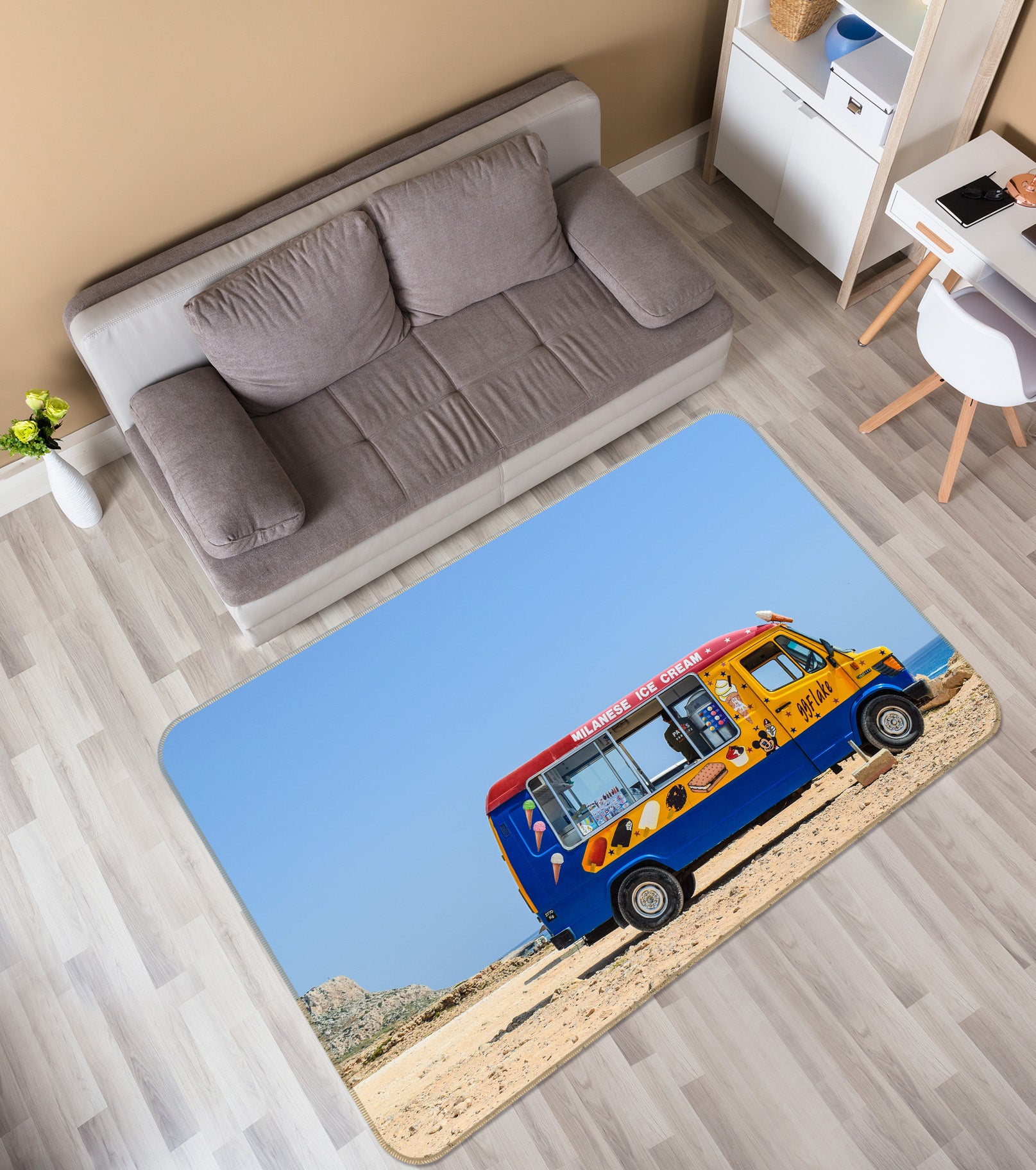 3D Small Bus Car 68061 Vehicle Non Slip Rug Mat