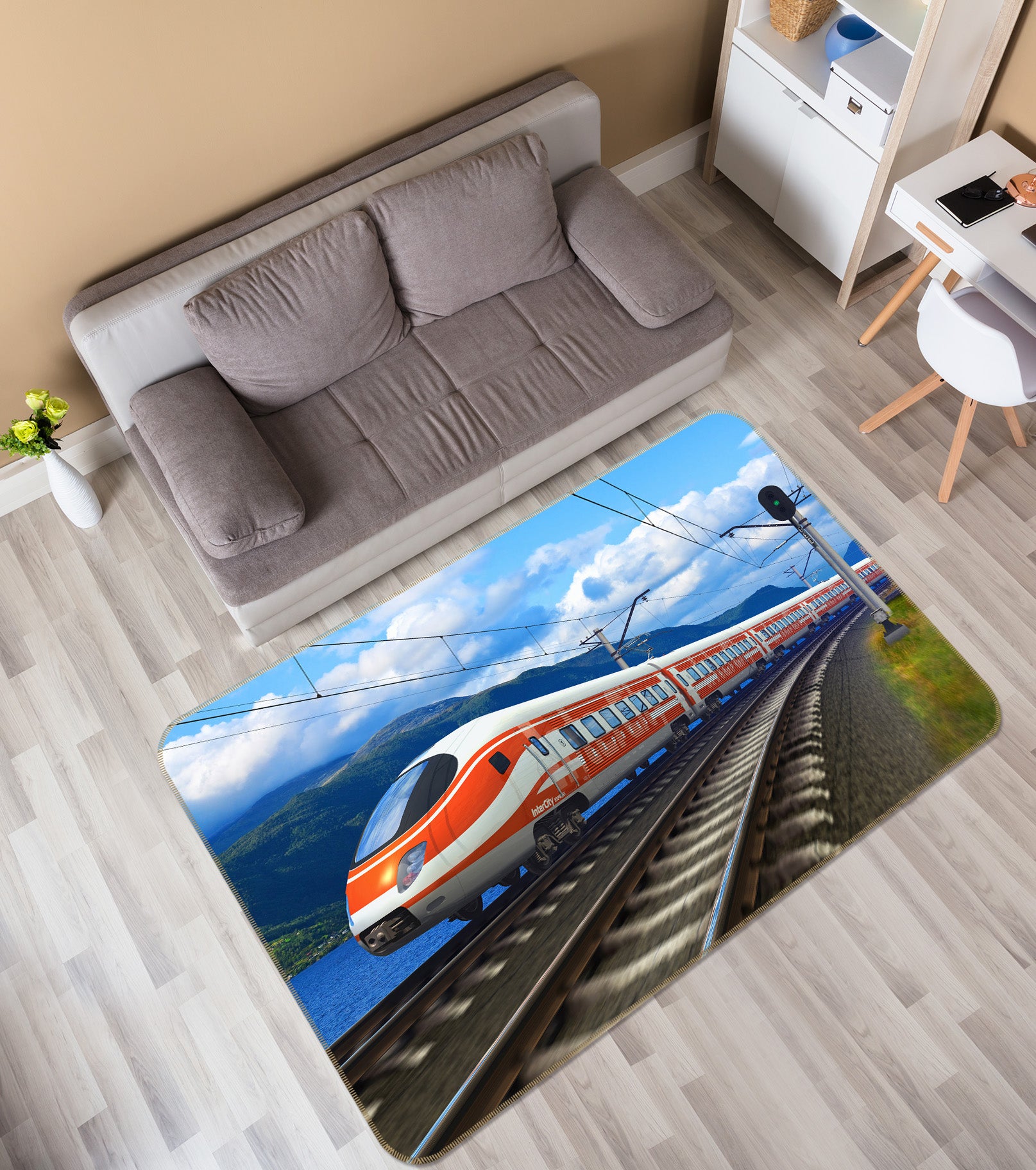 3D Train Track 68085 Vehicle Non Slip Rug Mat