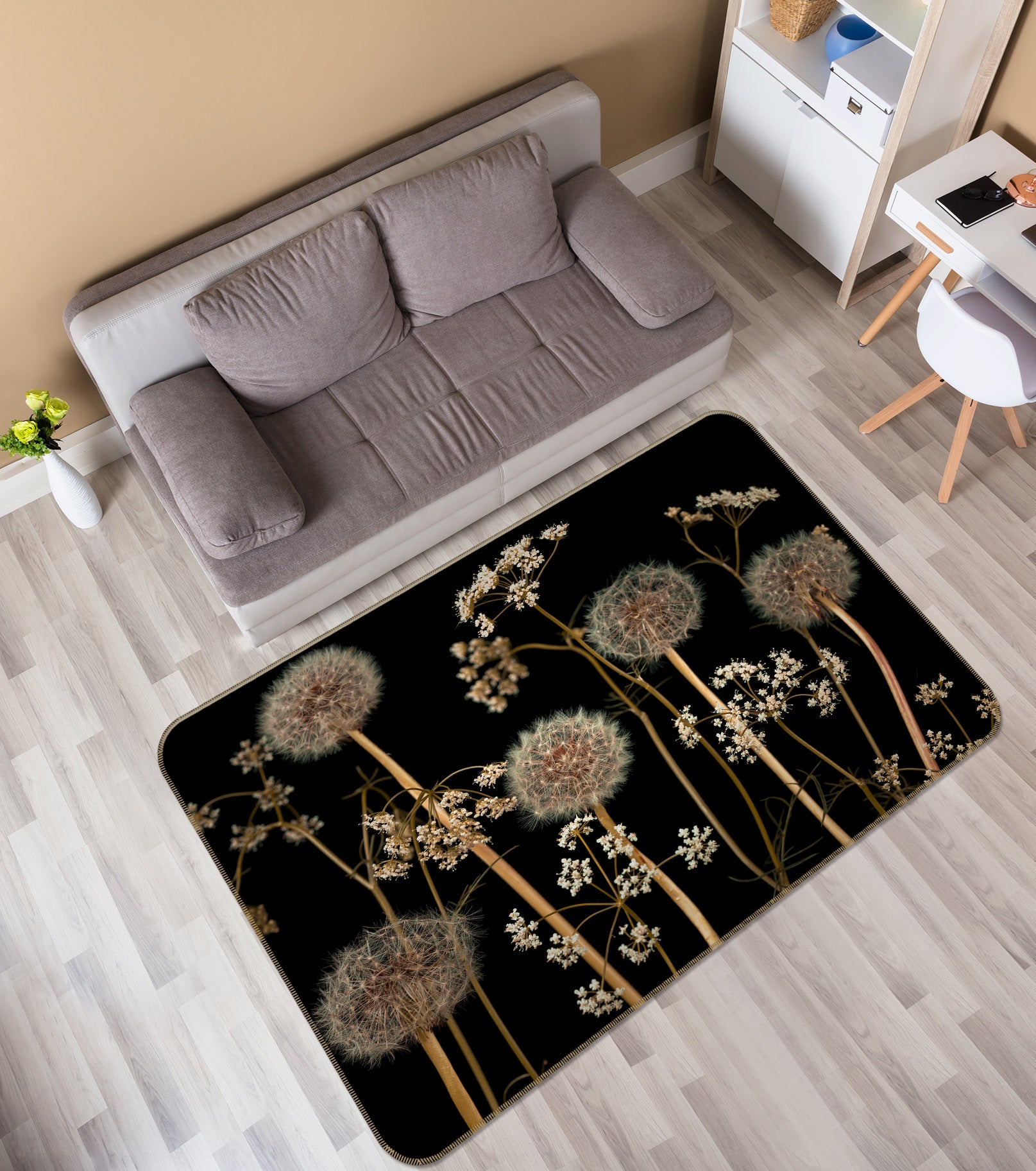 3D Golden Dandelion 83200 Assaf Frank Rug Non Slip Rug Mat