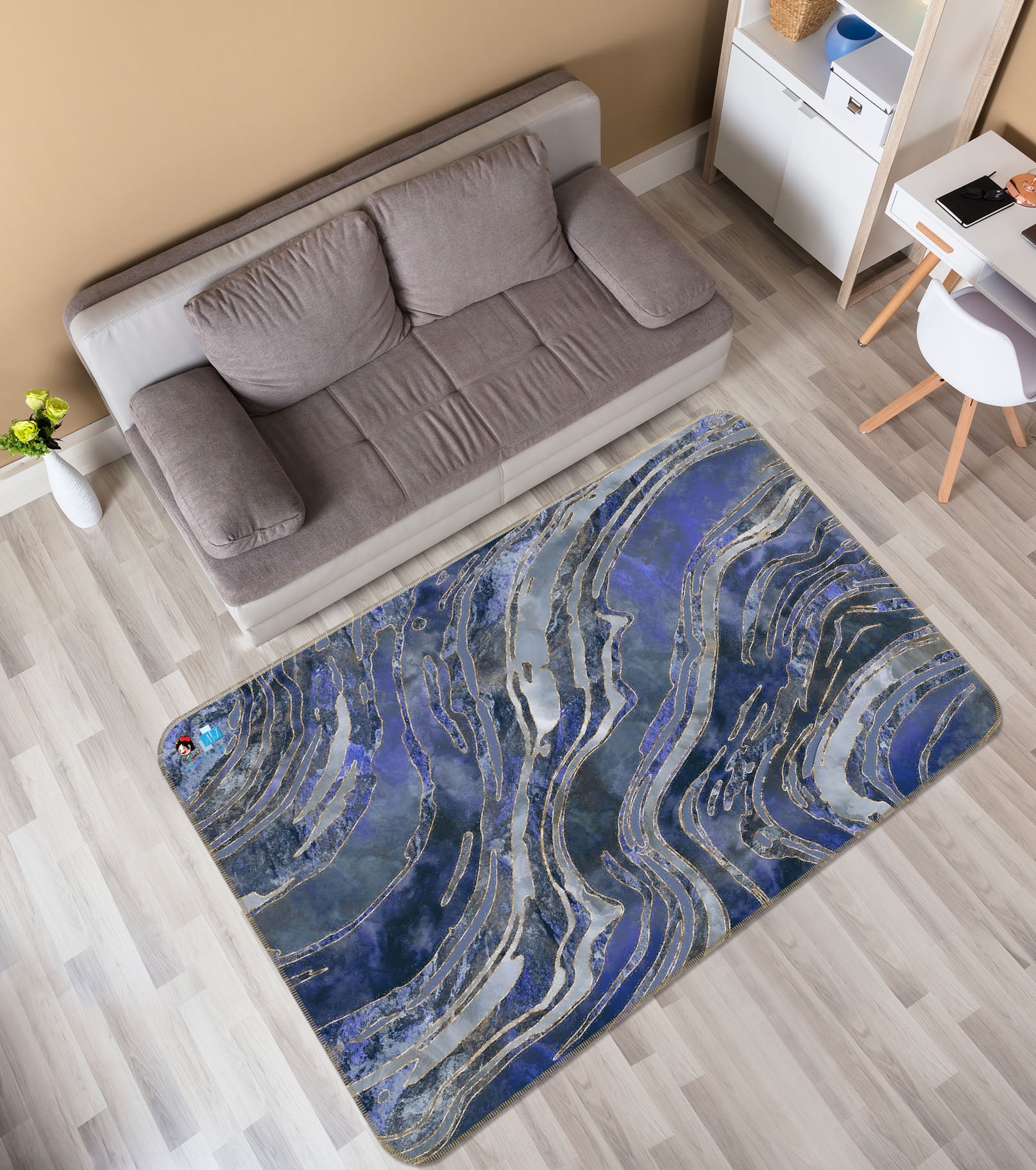 3D Purple Blue Texture 83019 Andrea haase Rug Non Slip Rug Mat