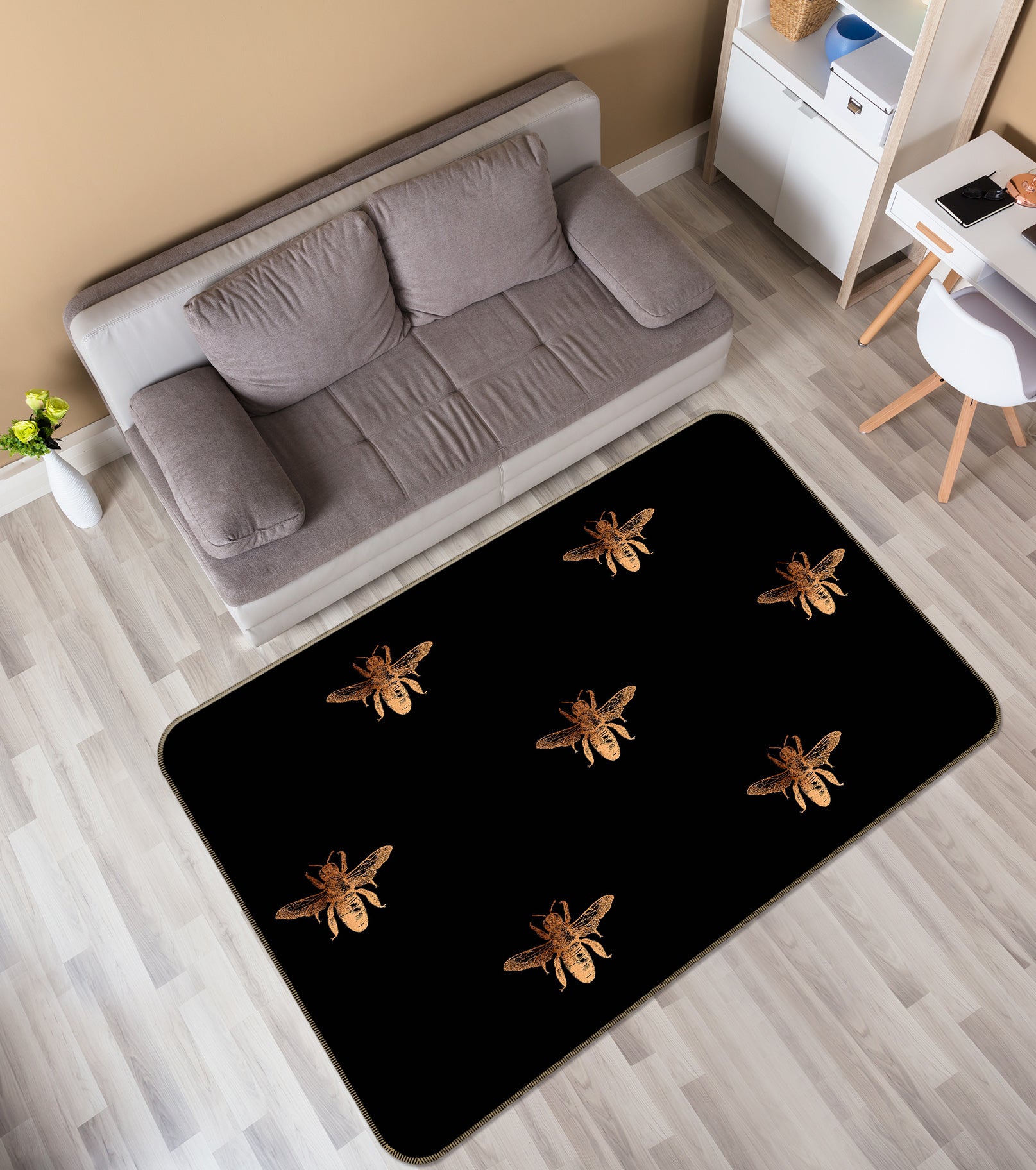 3D Golden Bug 131 Uta Naumann Rug Non Slip Rug Mat