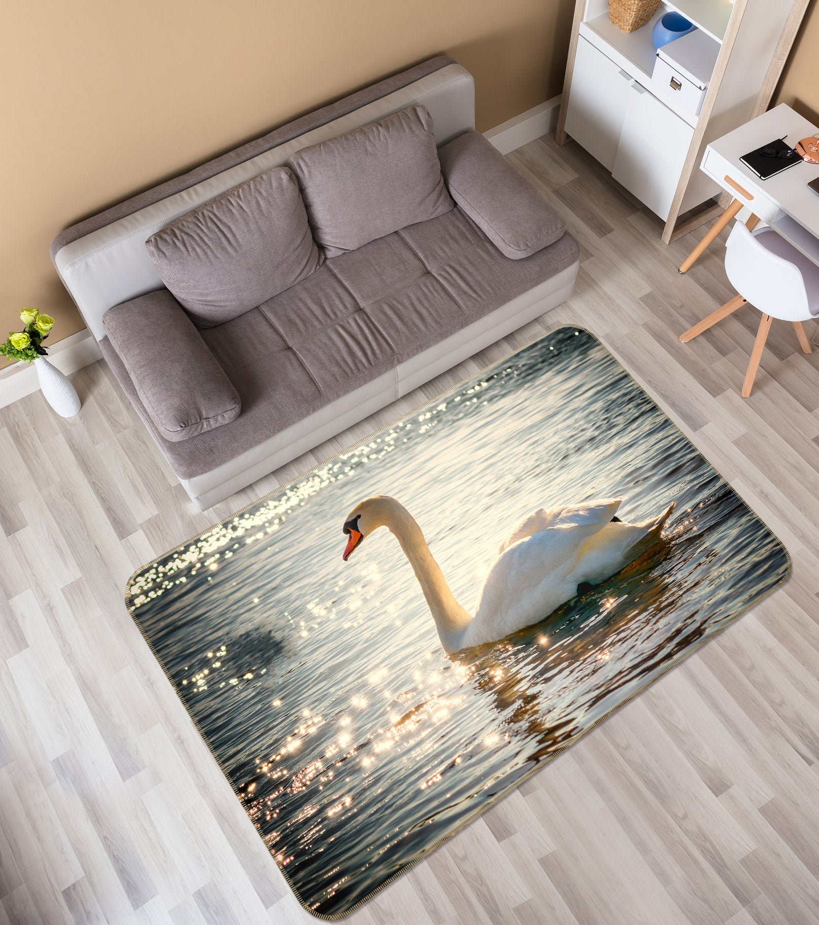 3D Lake Swan 69022 Animal Non Slip Rug Mat