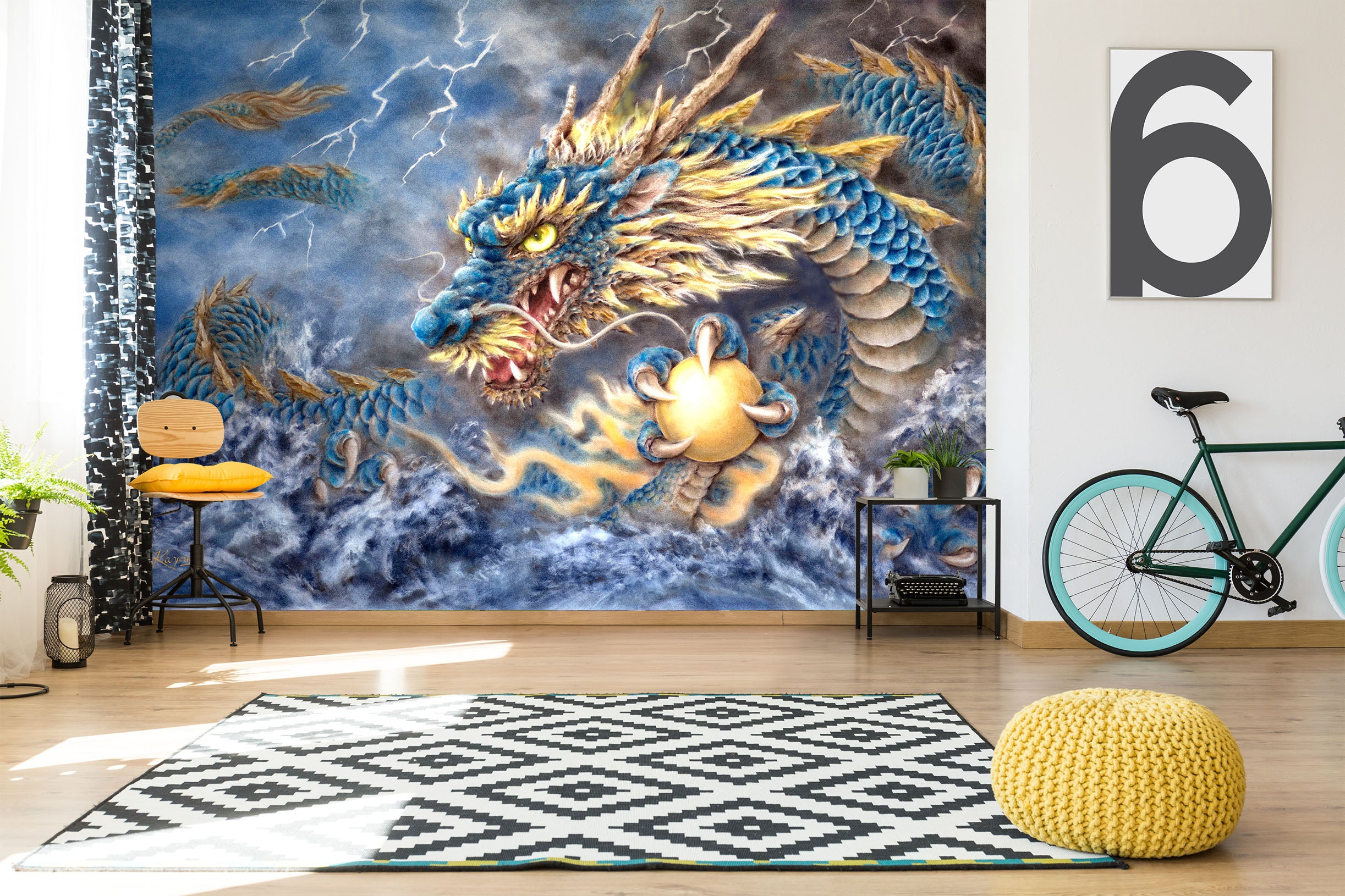 3D Blue Dragon 5414 Kayomi Harai Wall Mural Wall Murals