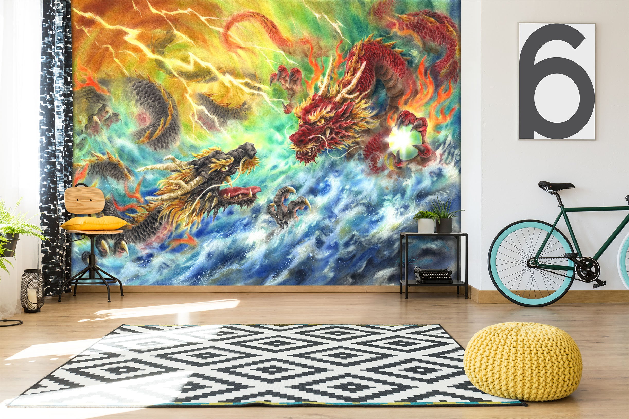 3D Red Dragon 5523 Kayomi Harai Wall Mural Wall Murals