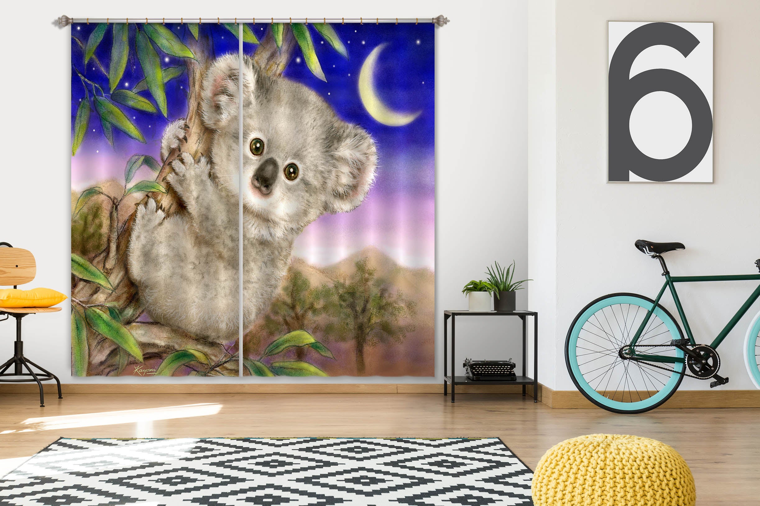 3D Koala Moon 9004 Kayomi Harai Curtain Curtains Drapes