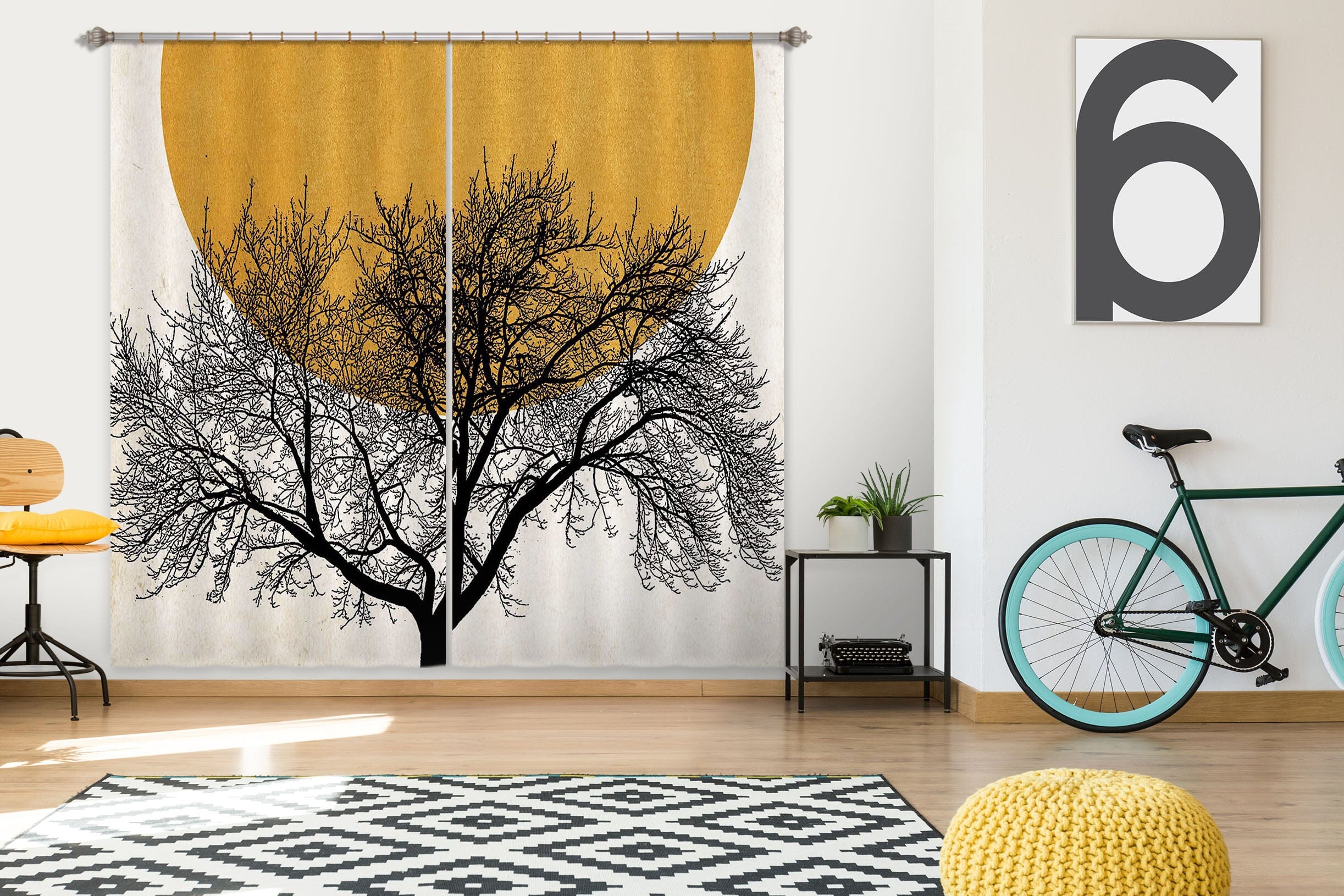 3D Twig Sun 068 Boris Draschoff Curtain Curtains Drapes Curtains AJ Creativity Home 