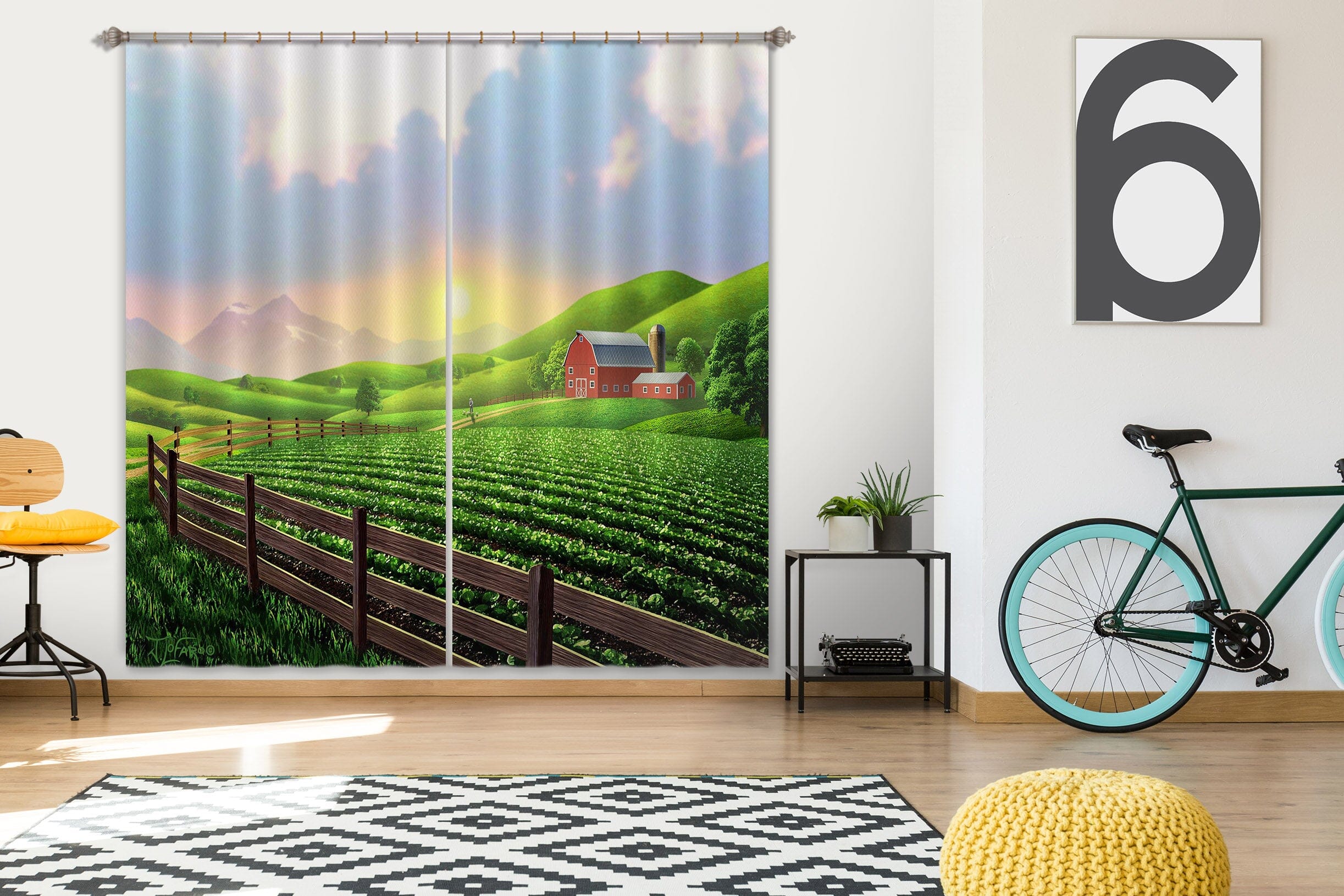 3D Green Farm 064 Jerry LoFaro Curtain Curtains Drapes Curtains AJ Creativity Home 