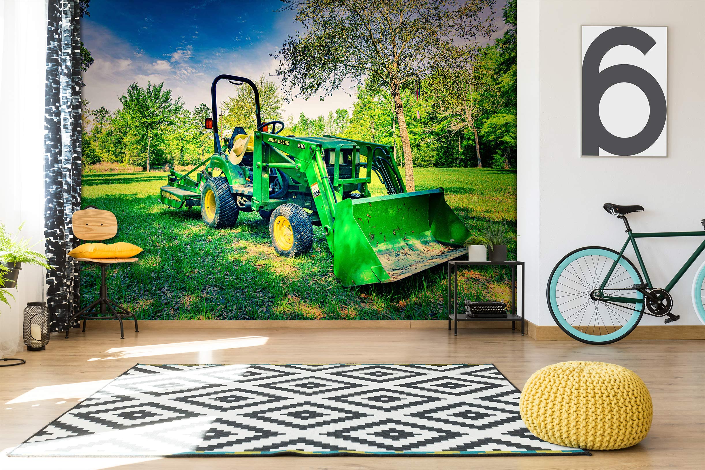 3D Green Lawn Tractor 5221 Beth Sheridan Wall Mural Wall Murals