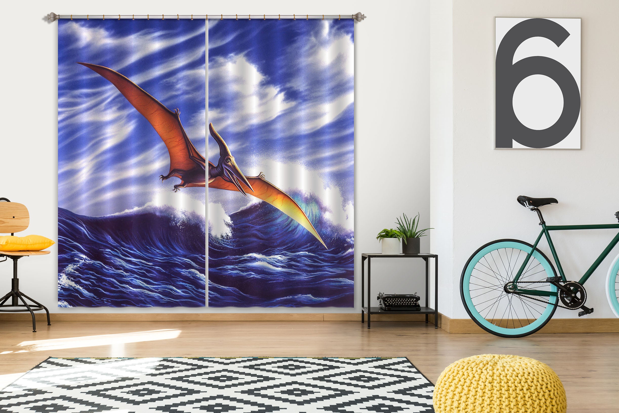 3D Pteranadon 86090 Jerry LoFaro Curtain Curtains Drapes