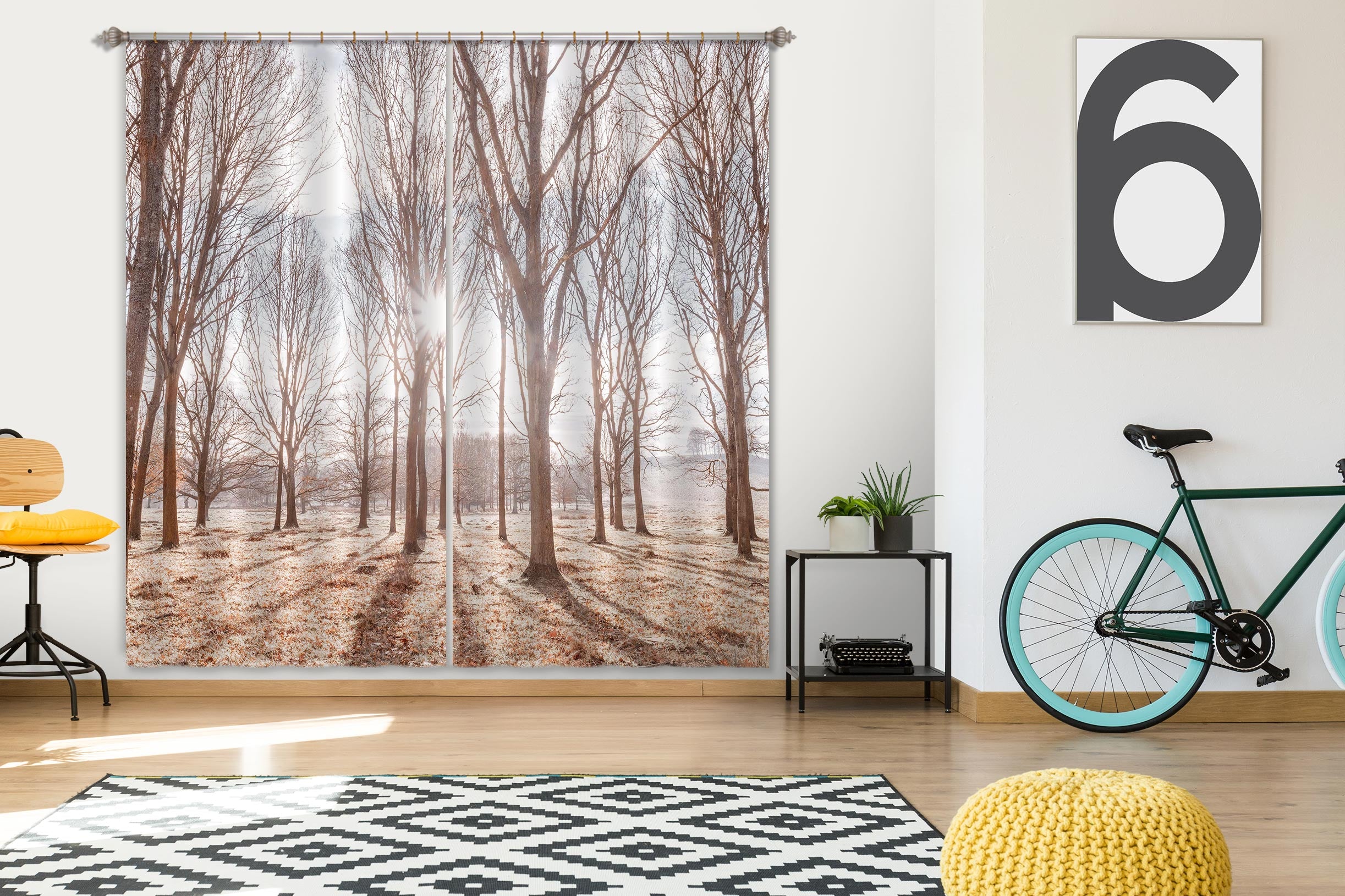 3D Sunny Forest 091 Assaf Frank Curtain Curtains Drapes