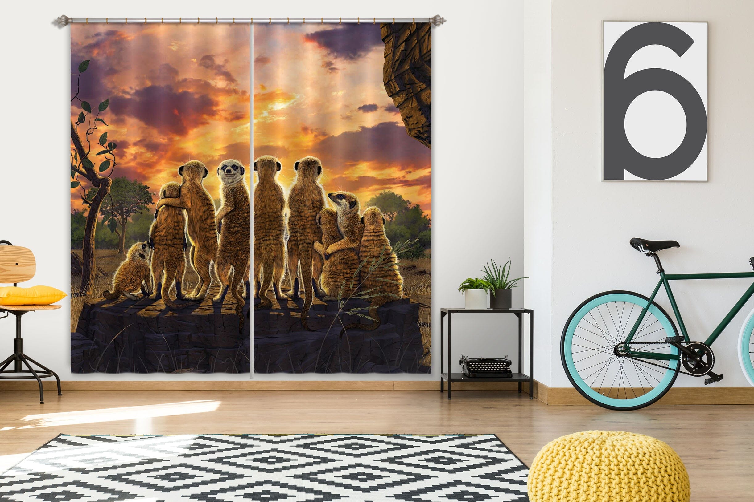 3D Meerkats Def 052 Vincent Hie Curtain Curtains Drapes Curtains AJ Creativity Home 