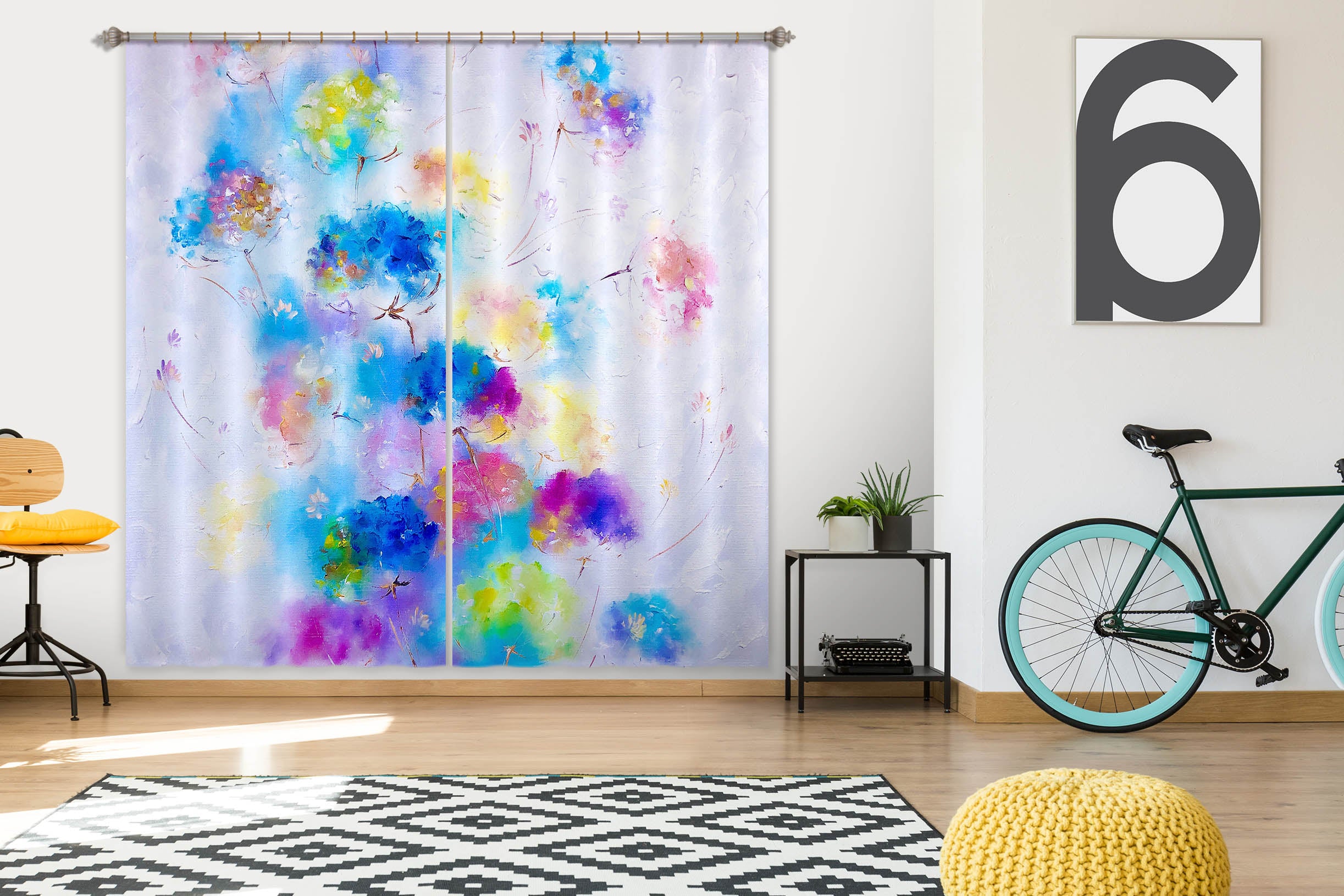 3D Colorful Flowers 2399 Skromova Marina Curtain Curtains Drapes