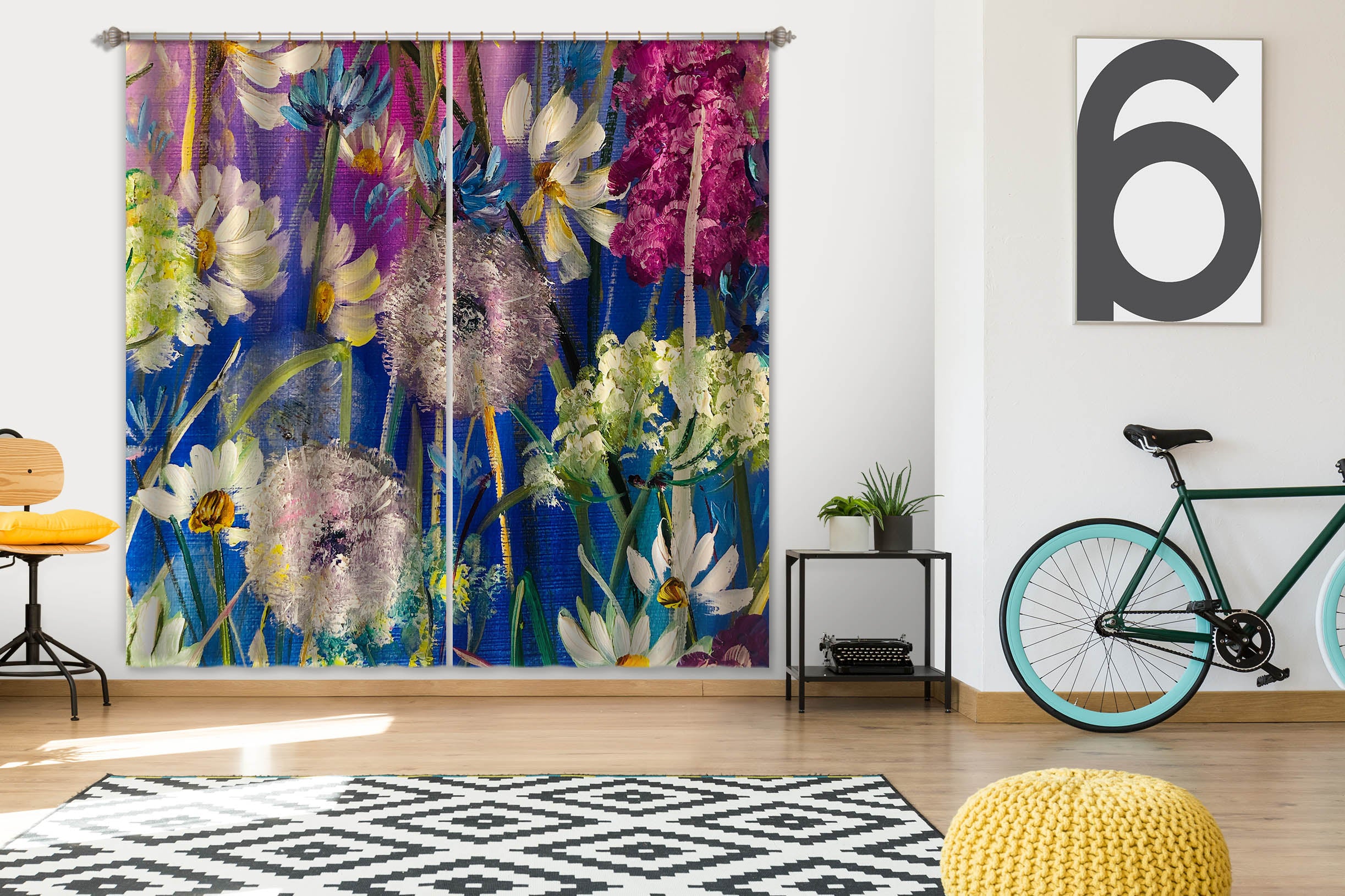 3D Bright Flowers 2359 Skromova Marina Curtain Curtains Drapes