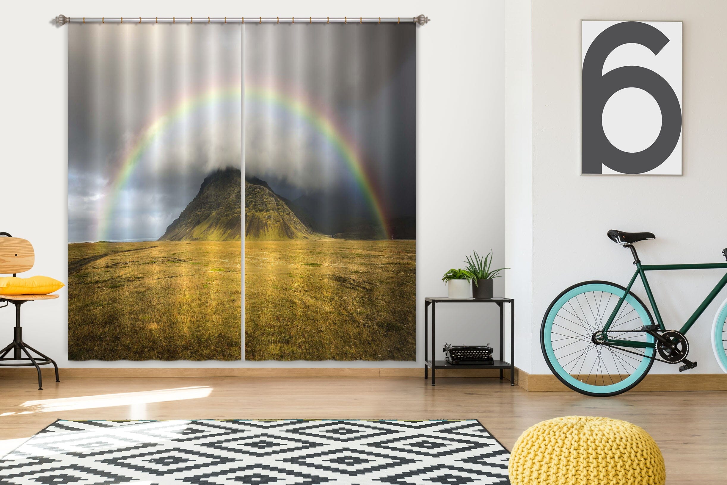 3D Prairie Rainbow 115 Marco Carmassi Curtain Curtains Drapes Curtains AJ Creativity Home 