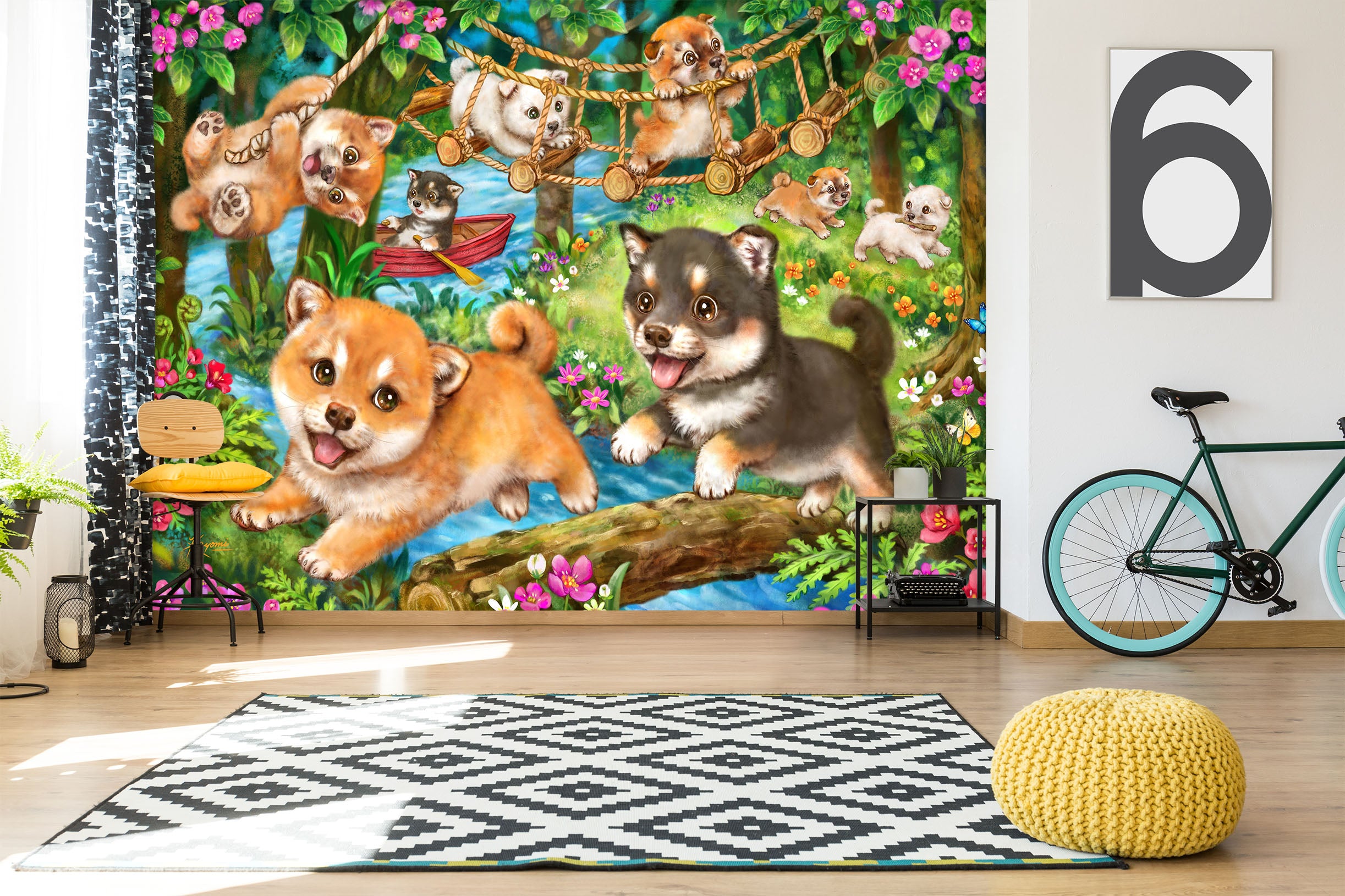 3D Dog Playing 5430 Kayomi Harai Wall Mural Wall Murals